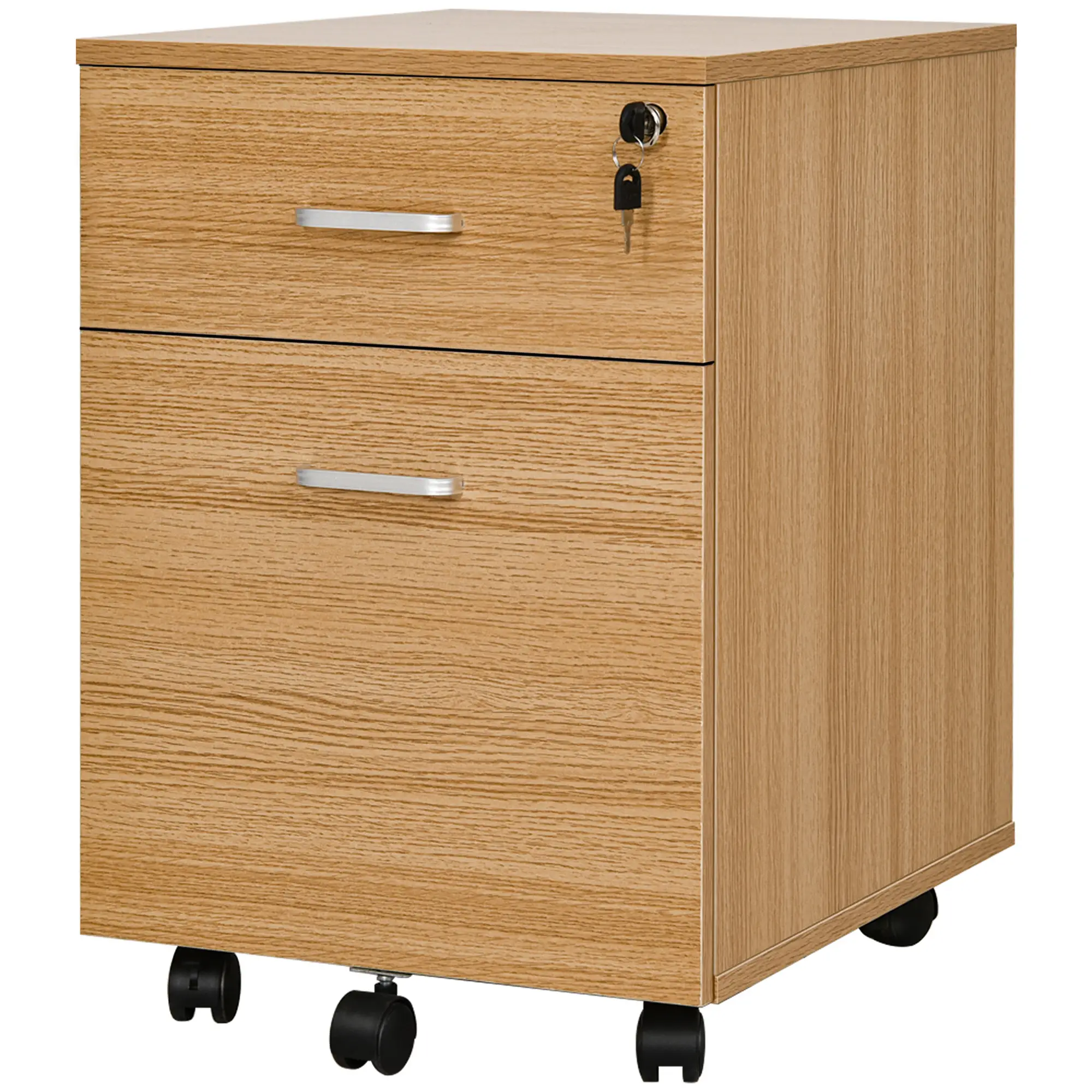 2 Drawer File Cabinet with Lock, Mobile Vertical, Natural - Image 11