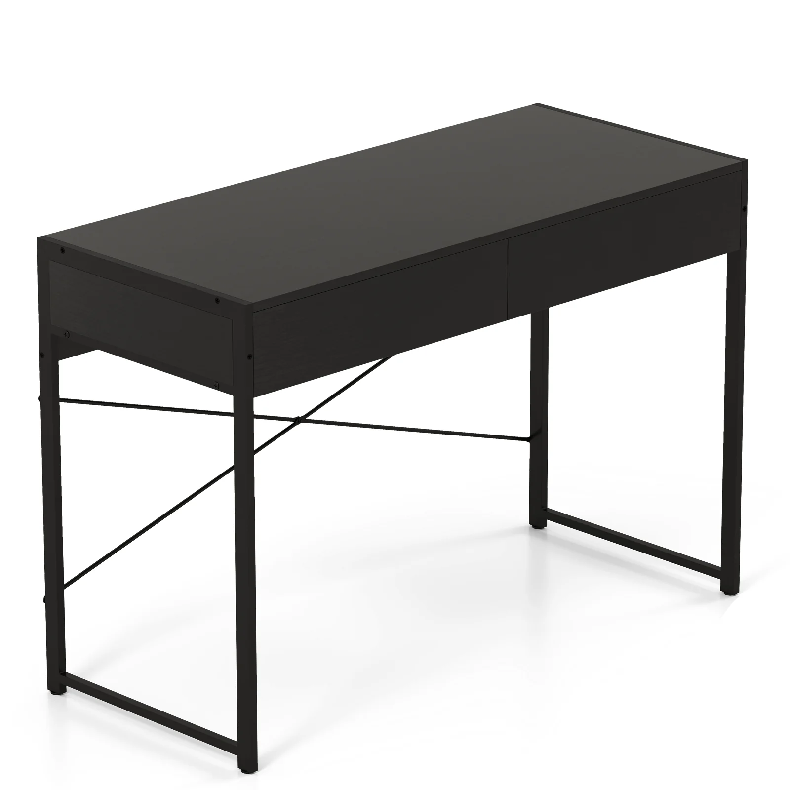 2-Drawer Home Office Desk, Steel Frame, Black - Image 4