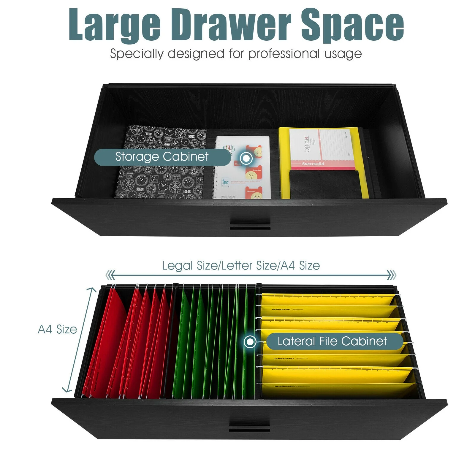 2-Drawer Lateral File Cabinet, Black - Image 6