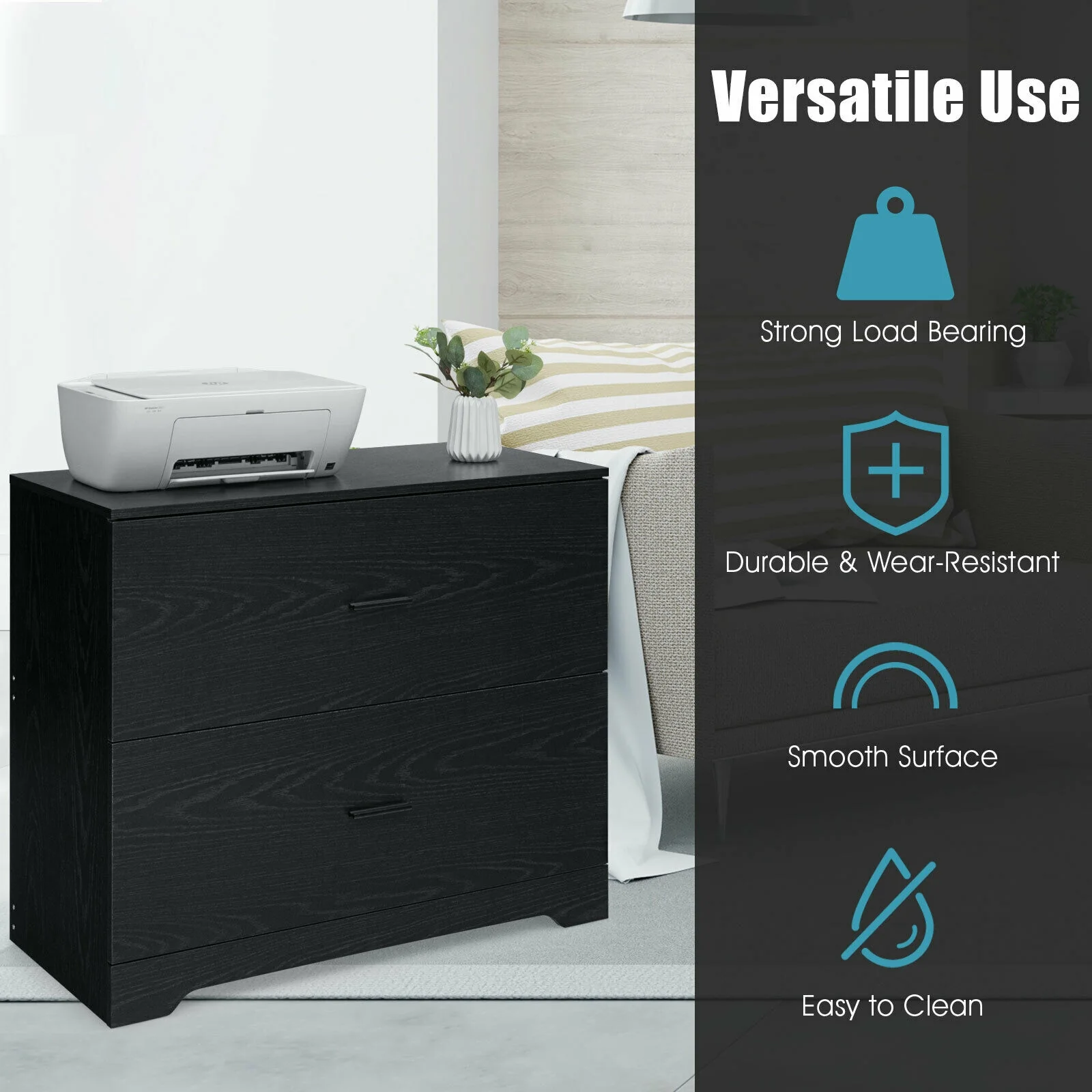 2-Drawer Lateral File Cabinet, Black - Image 7
