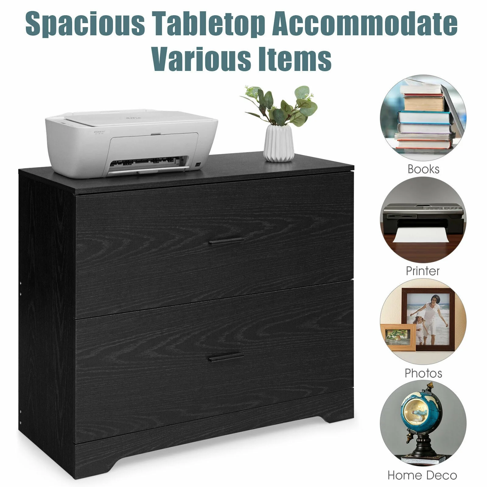 2-Drawer Lateral File Cabinet, Black - Image 8
