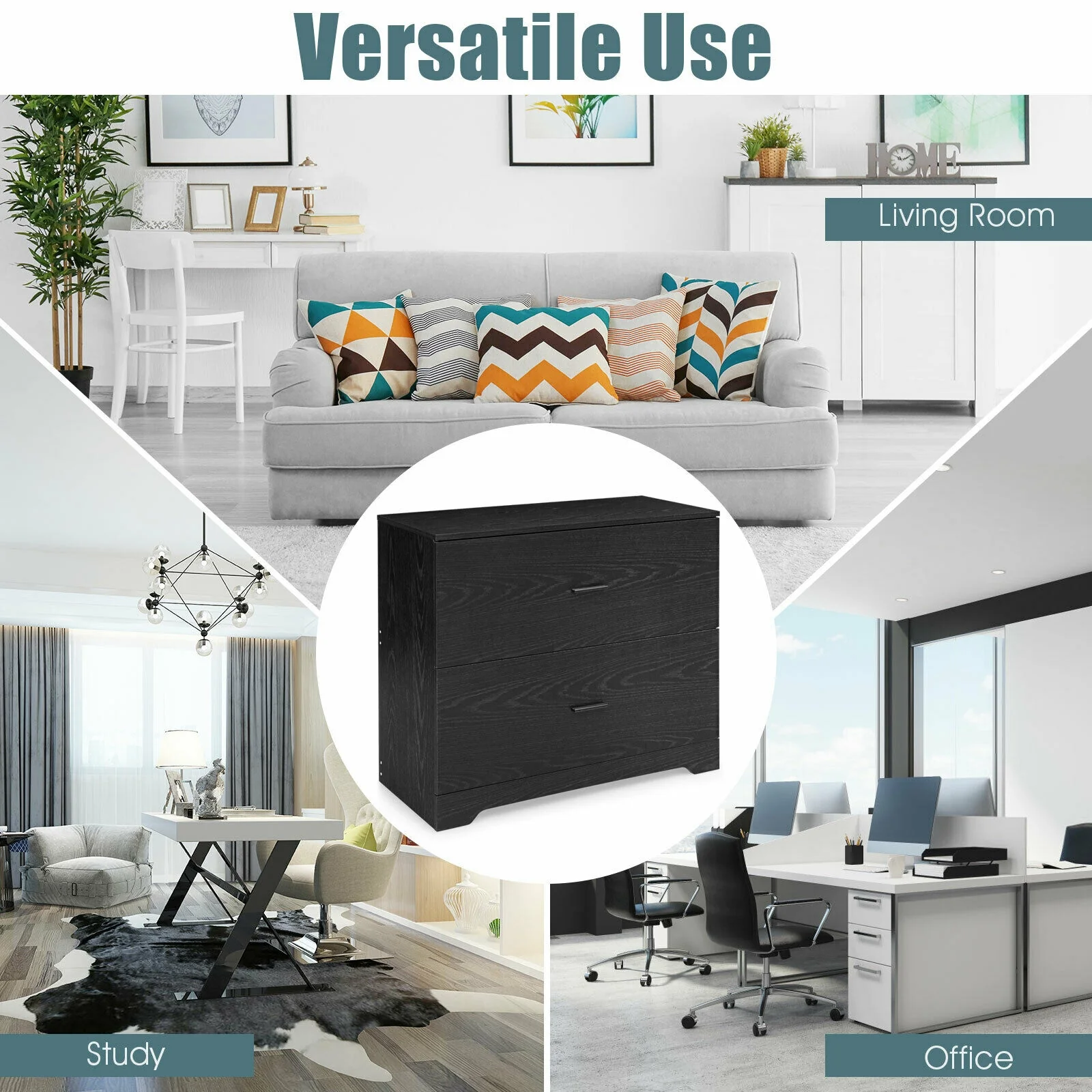 2-Drawer Lateral File Cabinet, Black - Image 9