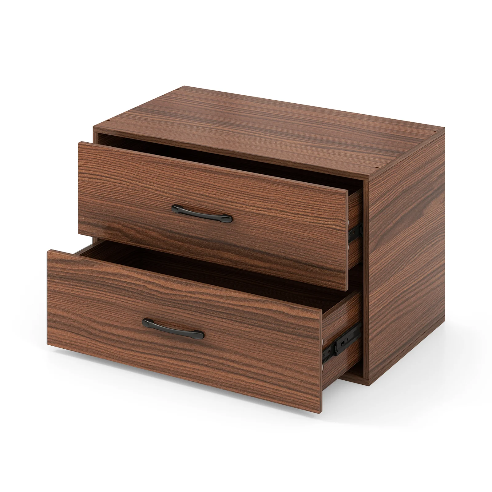 2-Drawer Stackable Horizontal Storage Cabinet, Dark Brown - Image 4