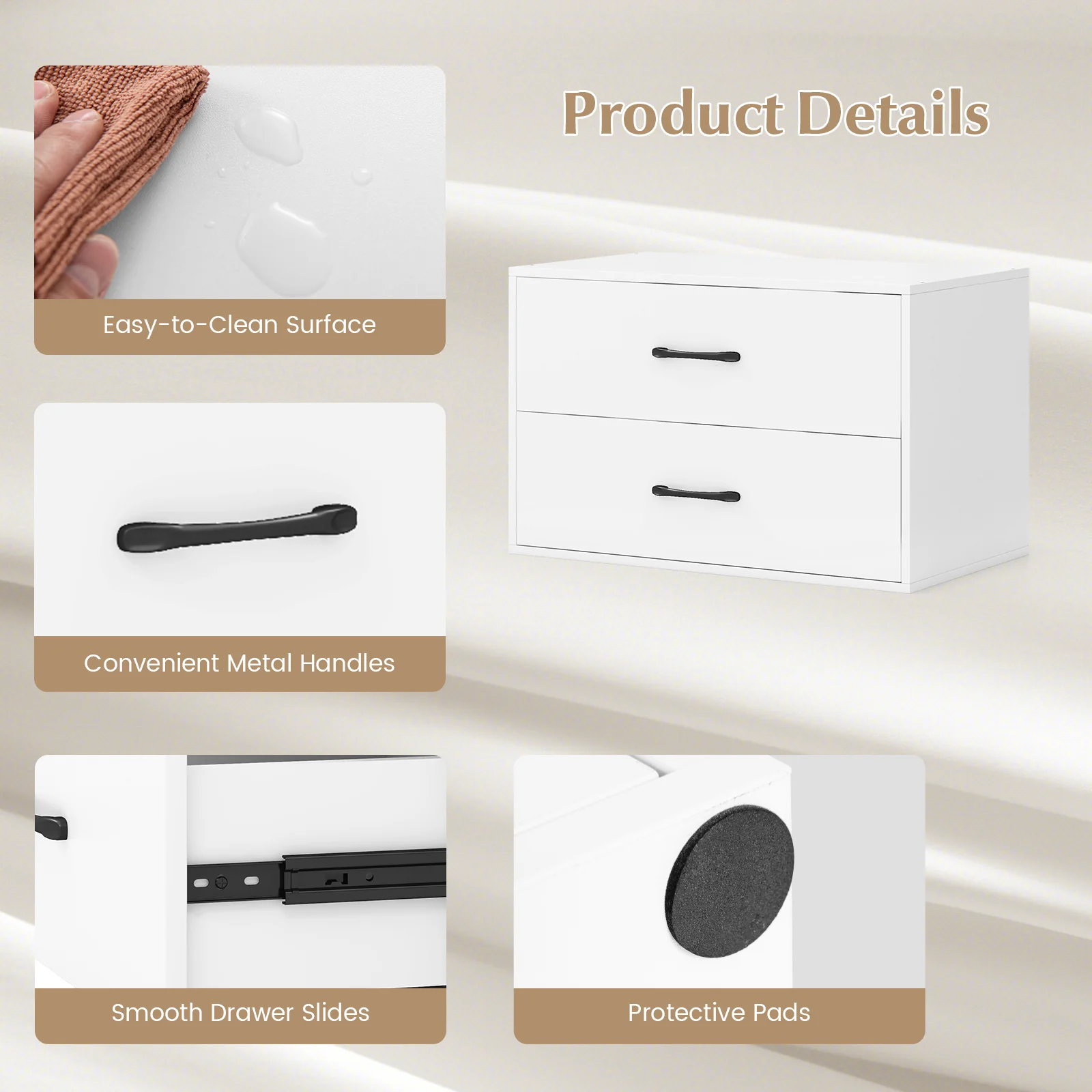 2-Drawer Stackable Horizontal Storage Cabinet, White - Image 10