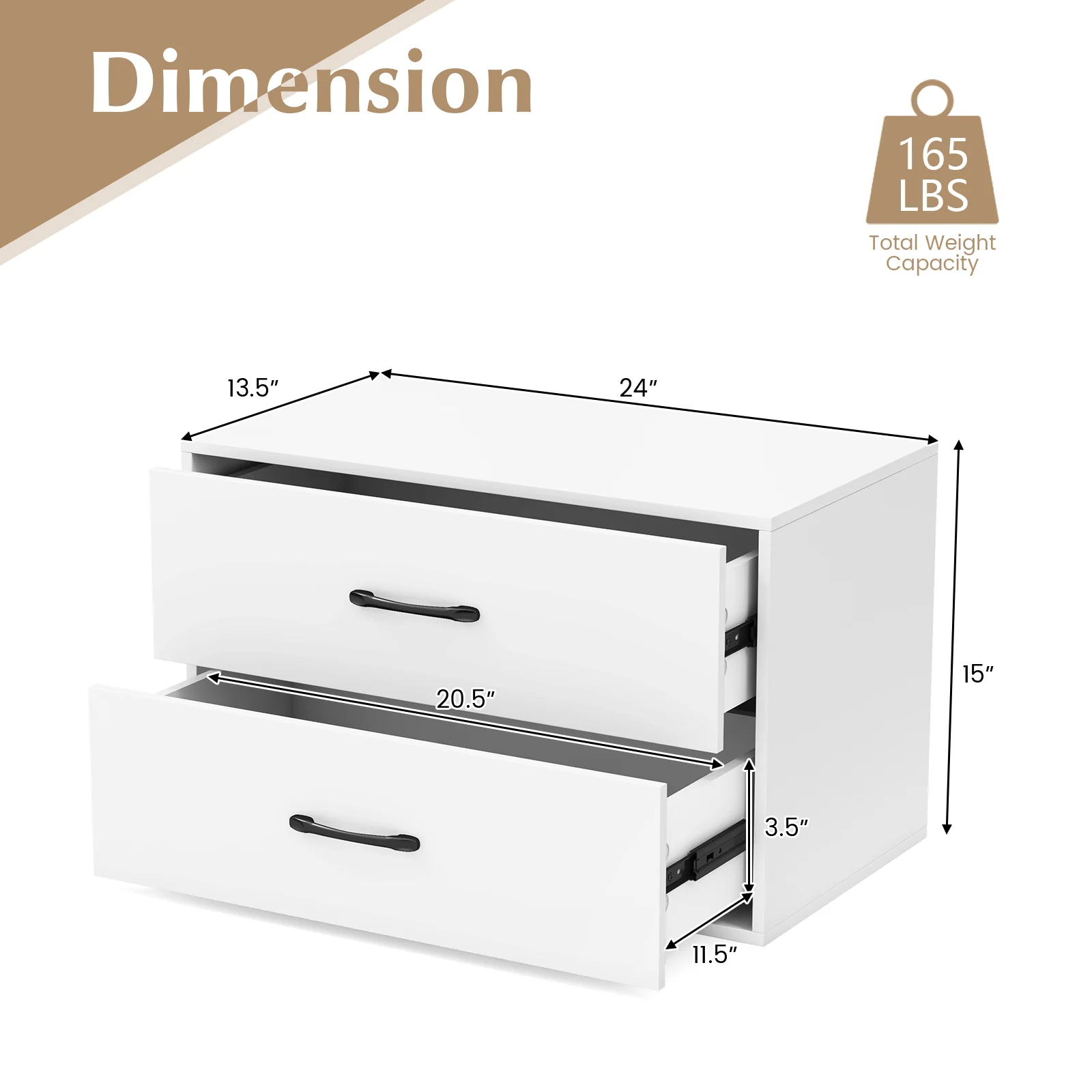 2-Drawer Stackable Horizontal Storage Cabinet, White - Image 5