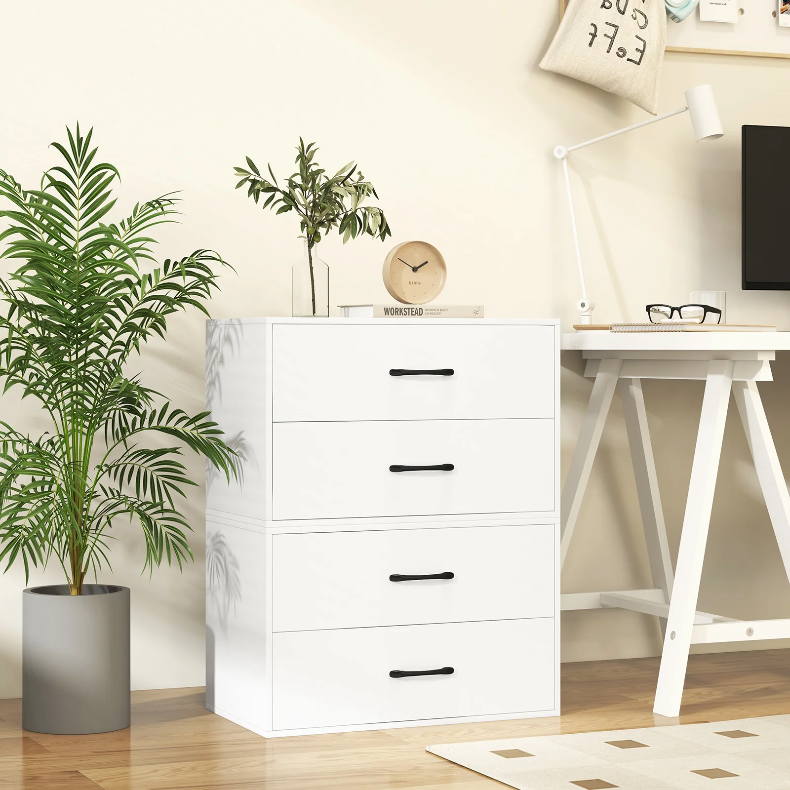 2-Drawer Stackable Horizontal Storage Cabinet, White - Image 6