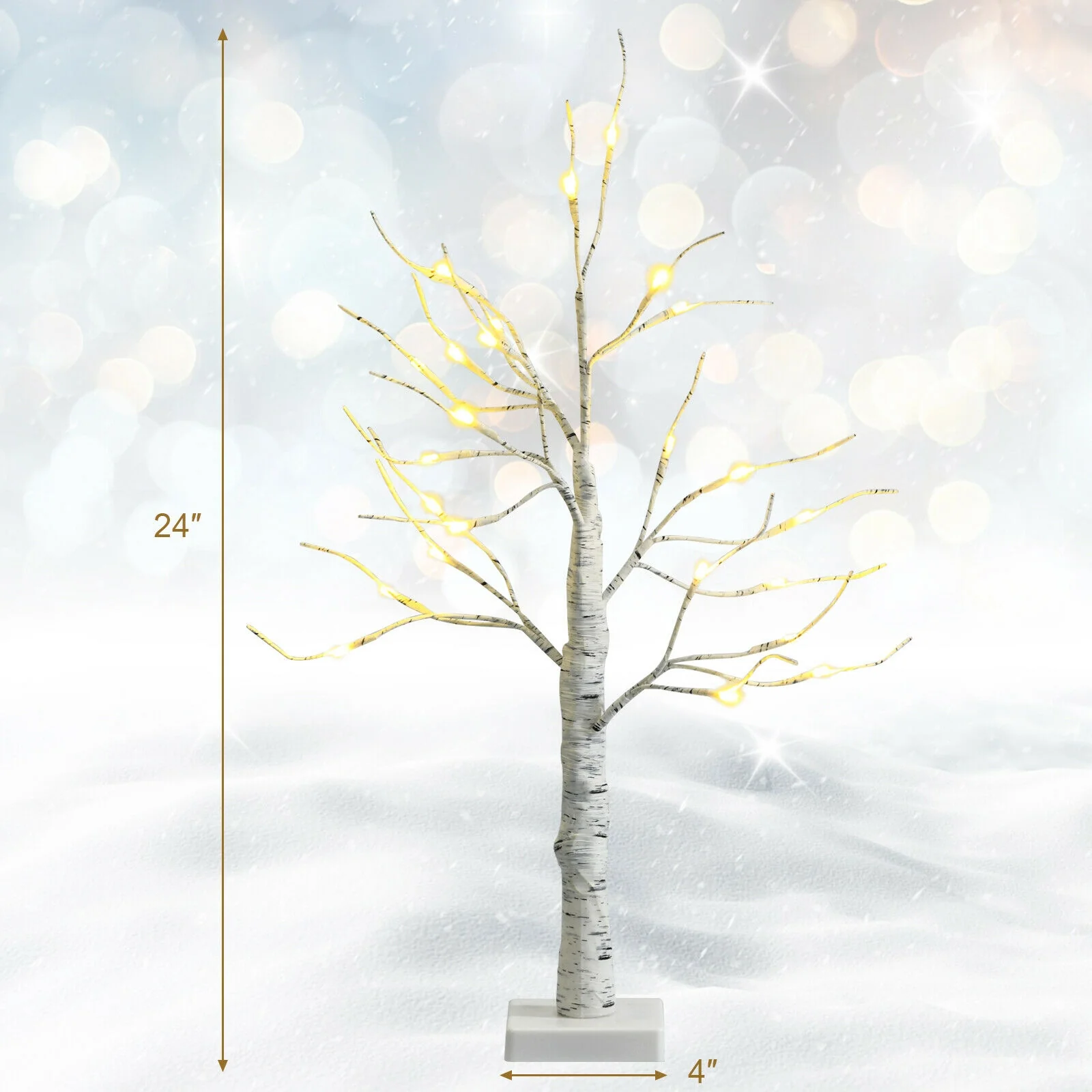 2 Feet Pre-Lit Twig Birch Tree, Battery Powered, White - Image 4