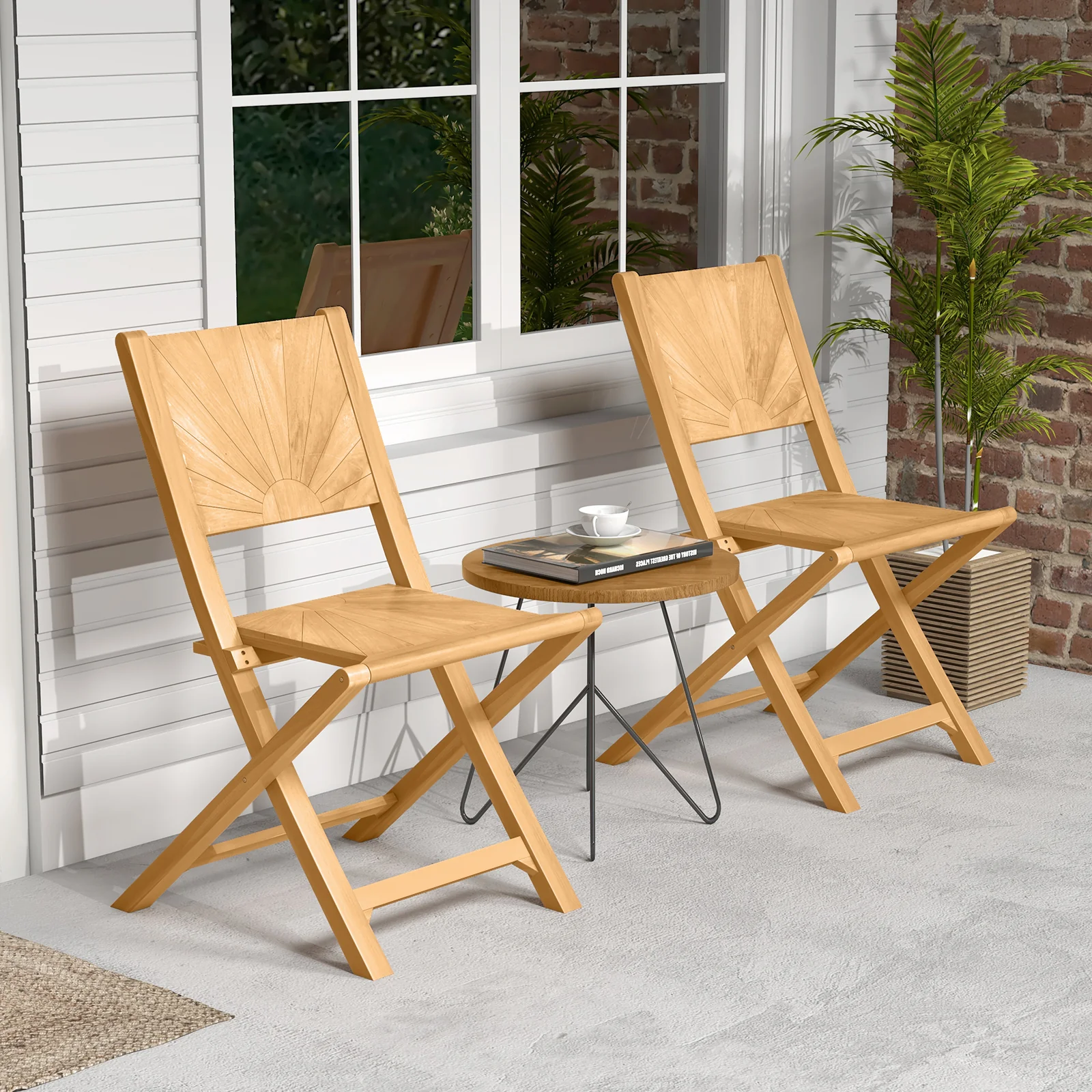 2 Folding Patio Chairs, Inclined Backrest - Image 2