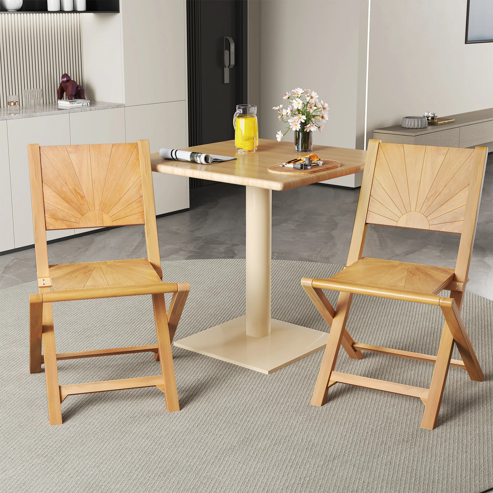2 Folding Patio Chairs, Inclined Backrest - Image 3