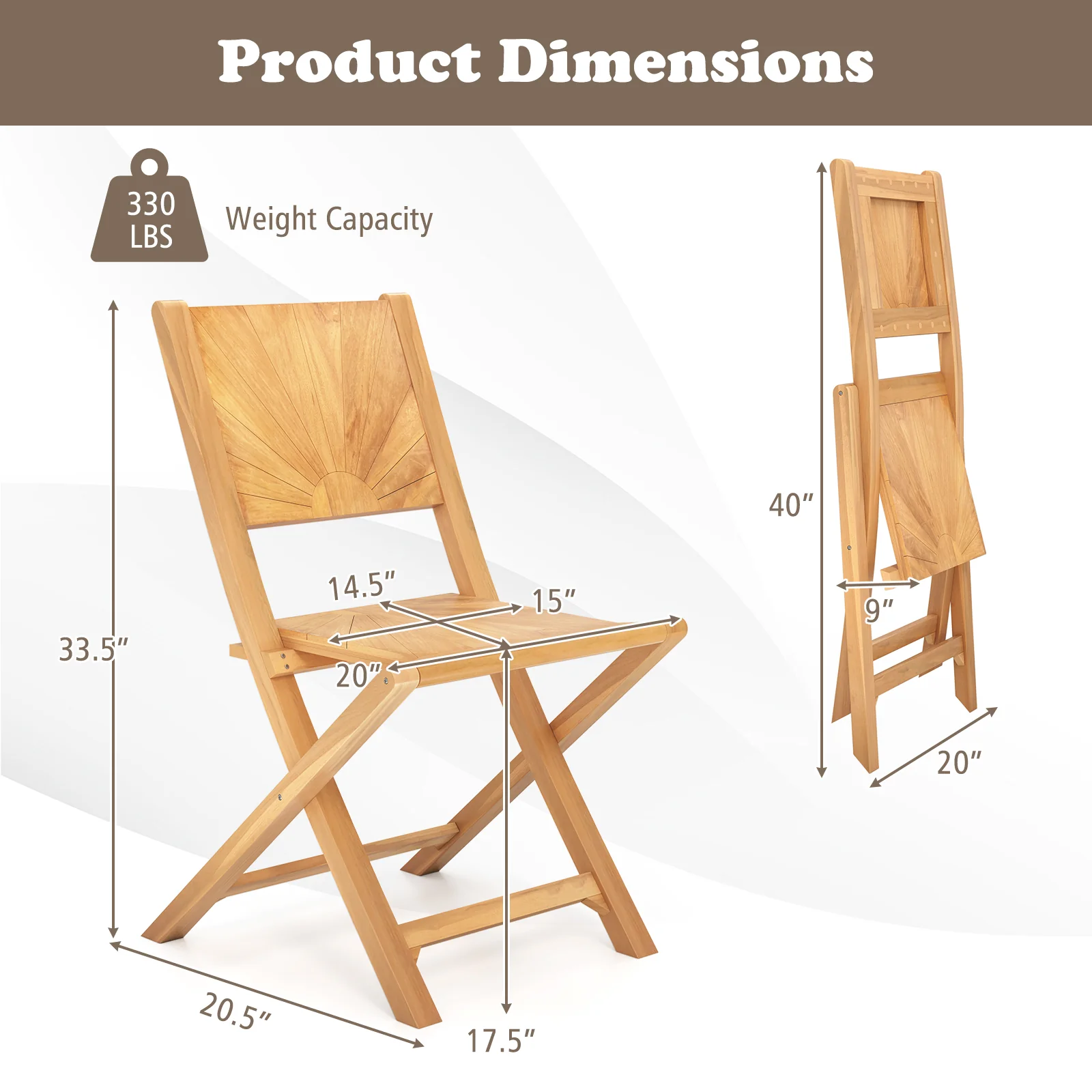 2 Folding Patio Chairs, Inclined Backrest - Image 5
