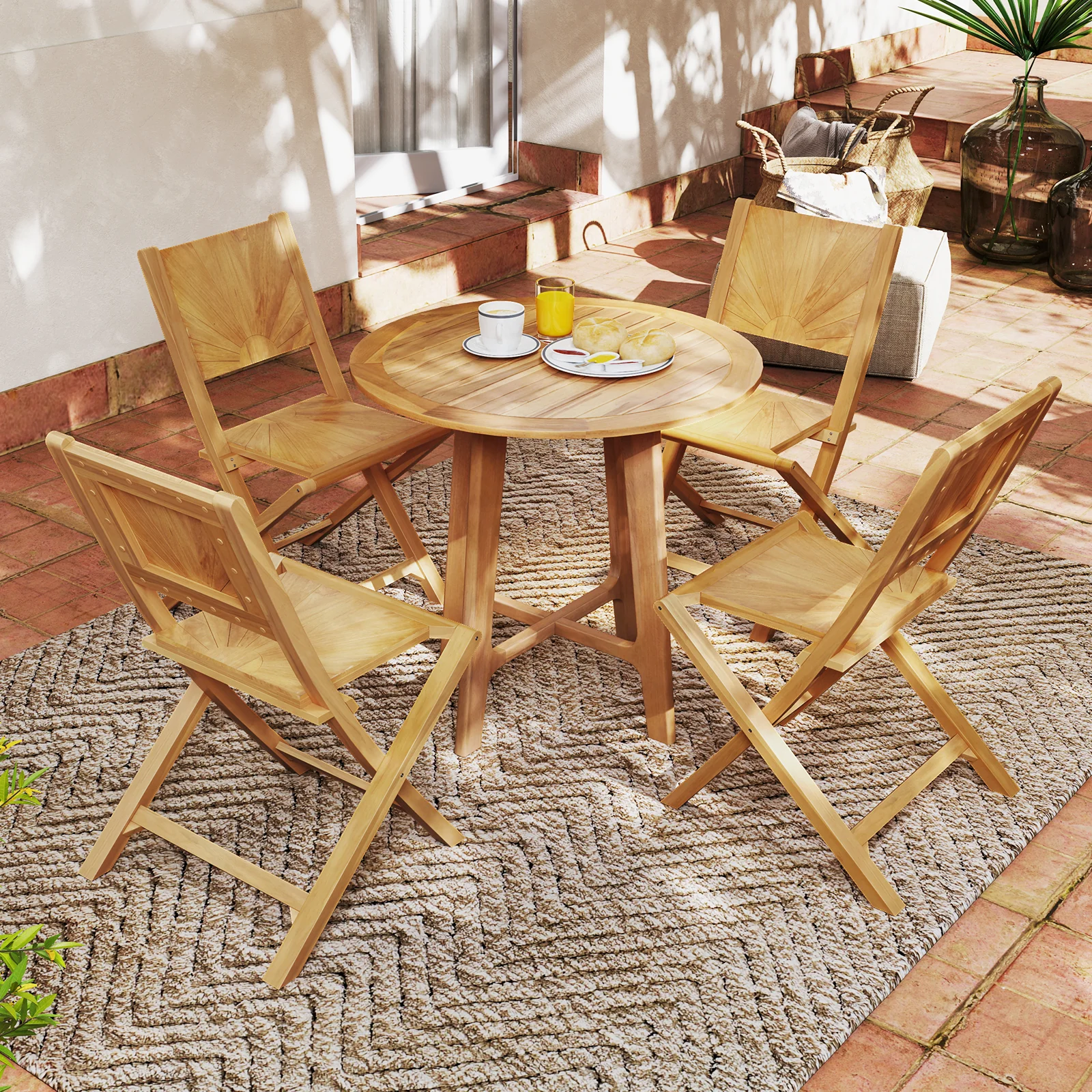 2 Folding Patio Chairs, Inclined Backrest - Image 6