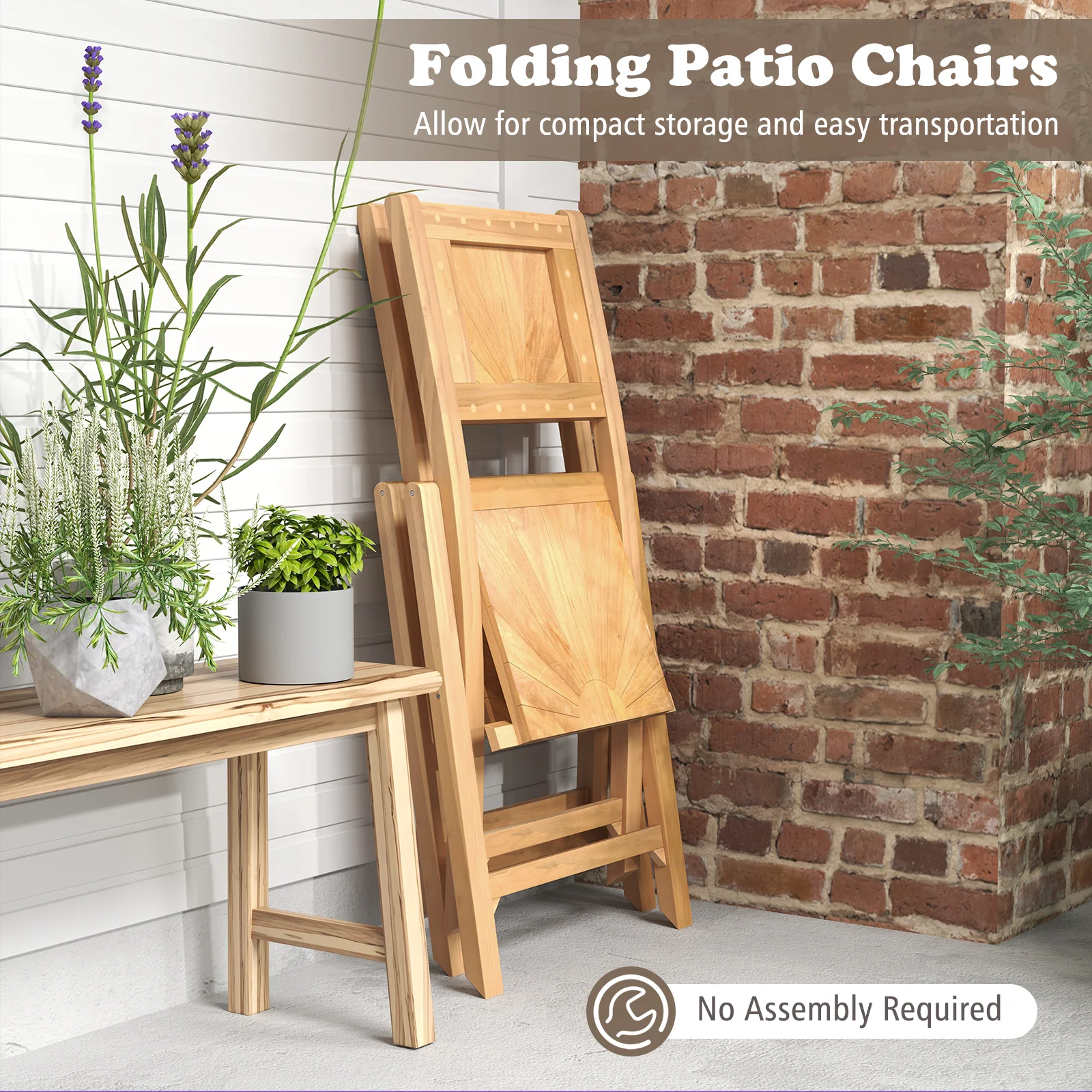2 Folding Patio Chairs, Inclined Backrest - Image 8