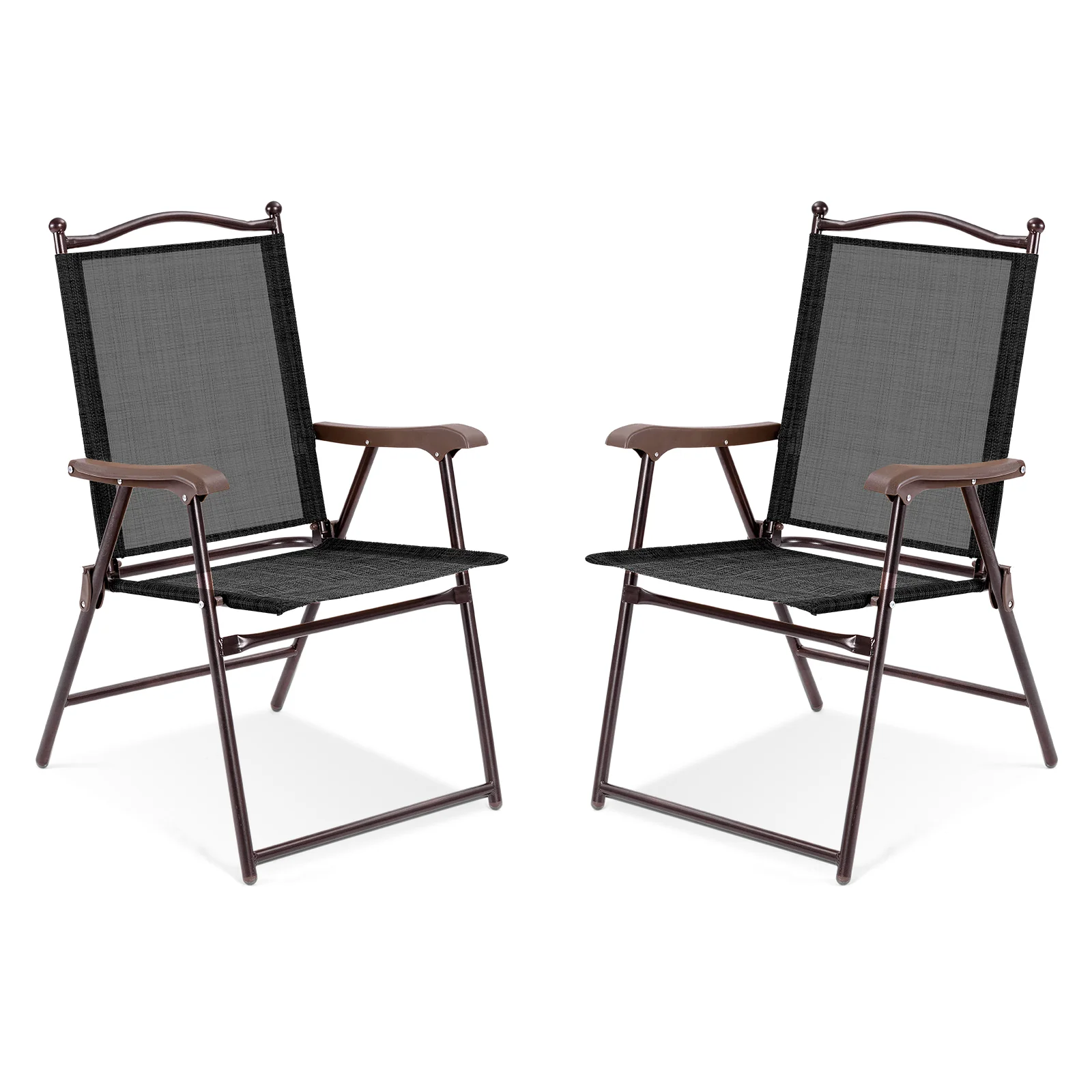 2 Folding Sling Camping Chairs, Brown - Image 4