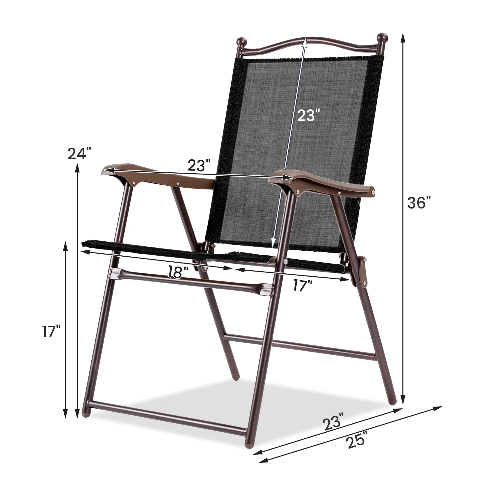 2 Folding Sling Camping Chairs, Brown - Image 6