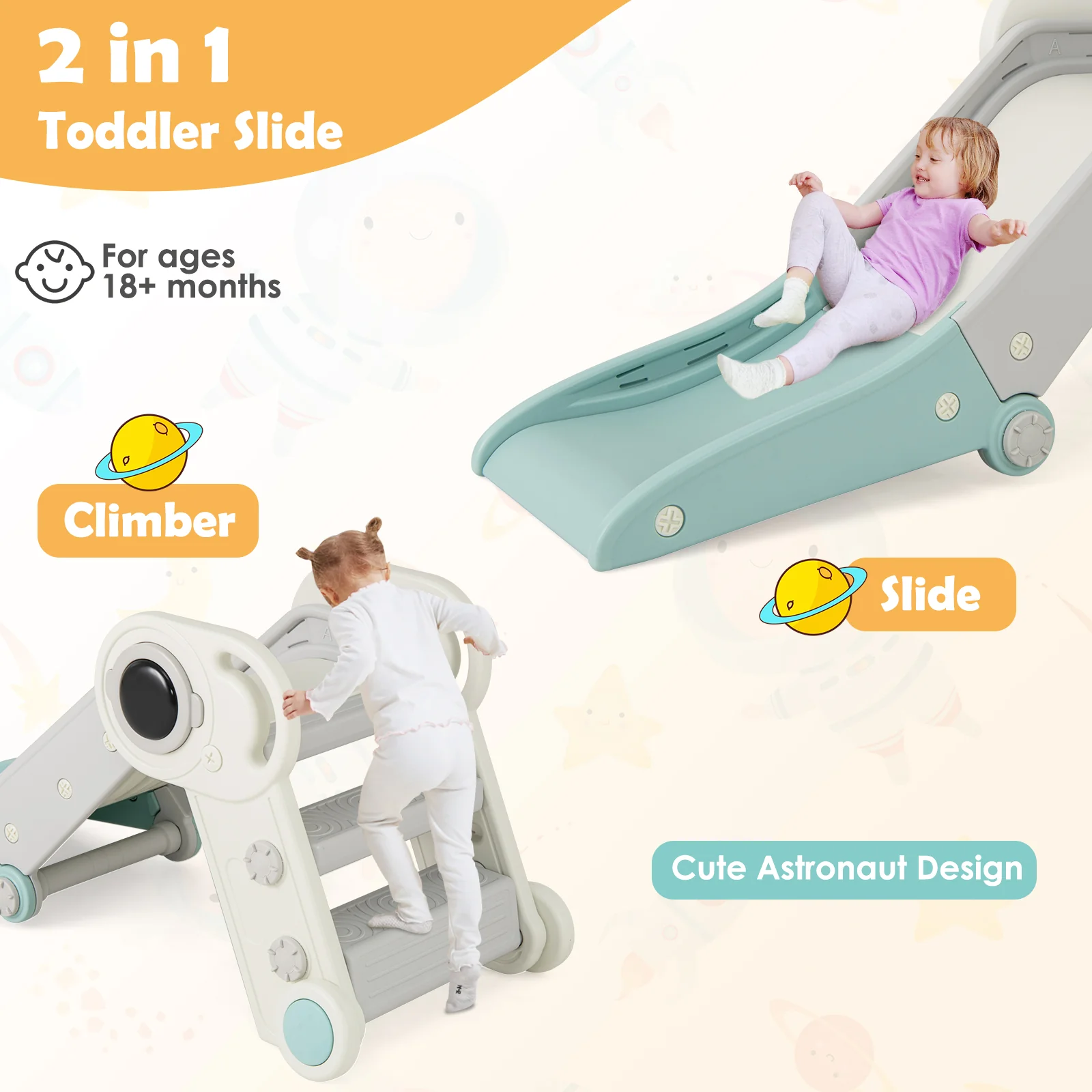 2 In 1 Baby Slide With Climber, 18+ Months, Blue - Image 6
