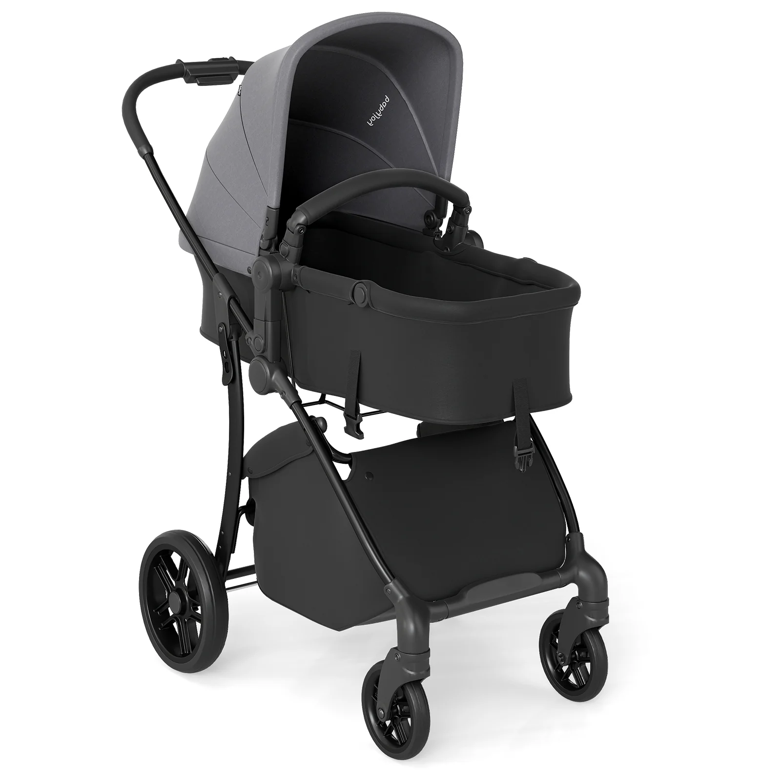 2-in-1 Baby Stroller with Bassinet Mode and Reversible Seat, Gray - Image 4