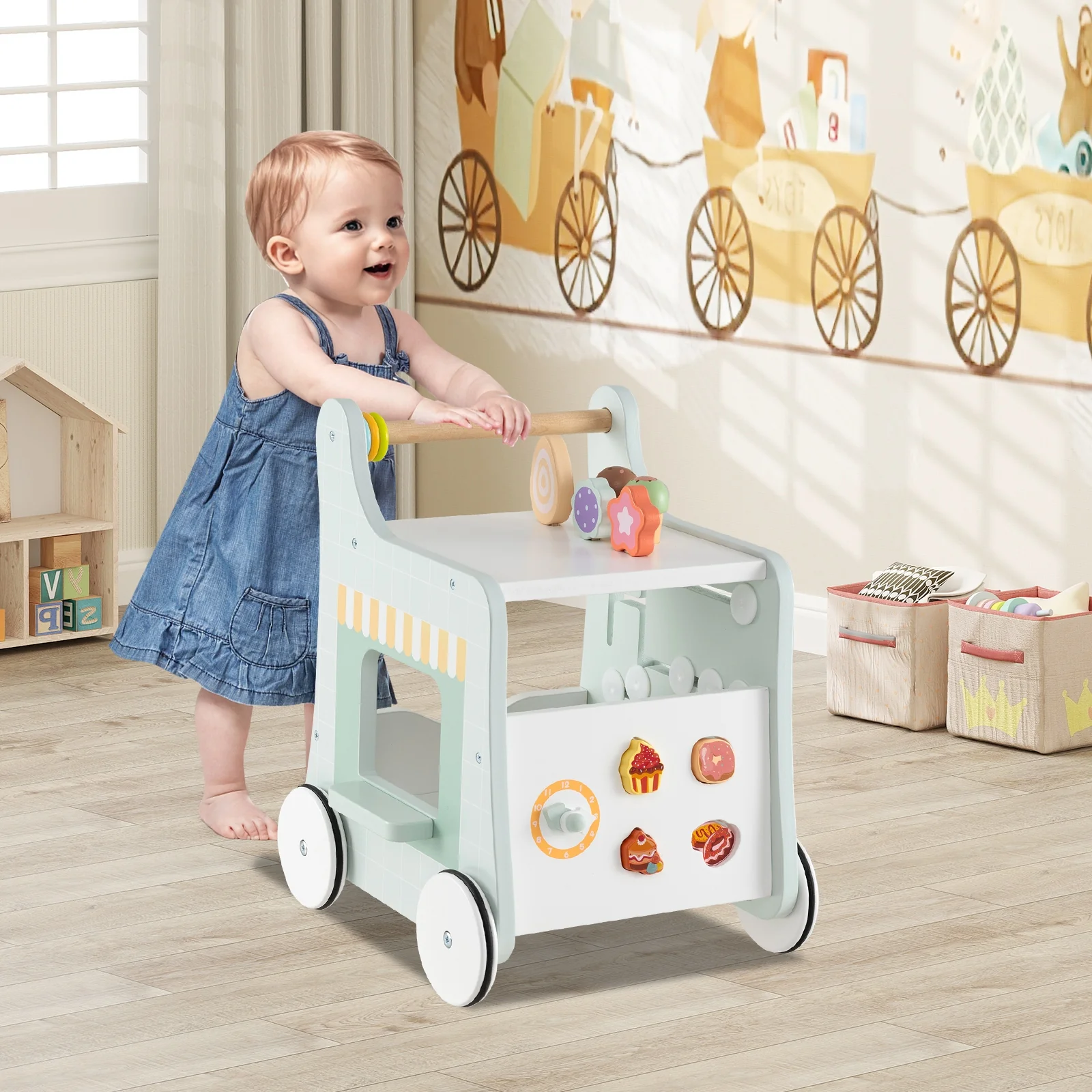2-In-1 Baby Walker With Storage, For 1+ Years Old, Light Green - Image 2