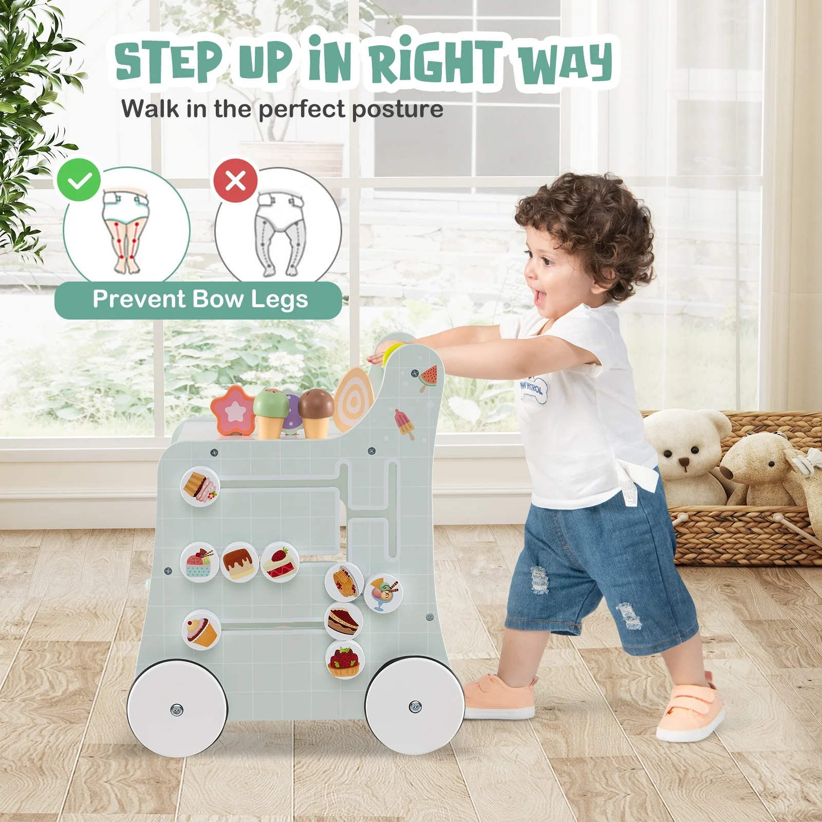 2-In-1 Baby Walker With Storage, For 1+ Years Old, Light Green - Image 6