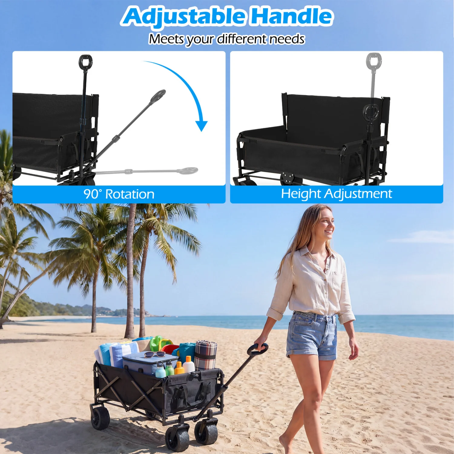 2-In-1 Collapsible Wagon Bench Seat, Black - Image 6