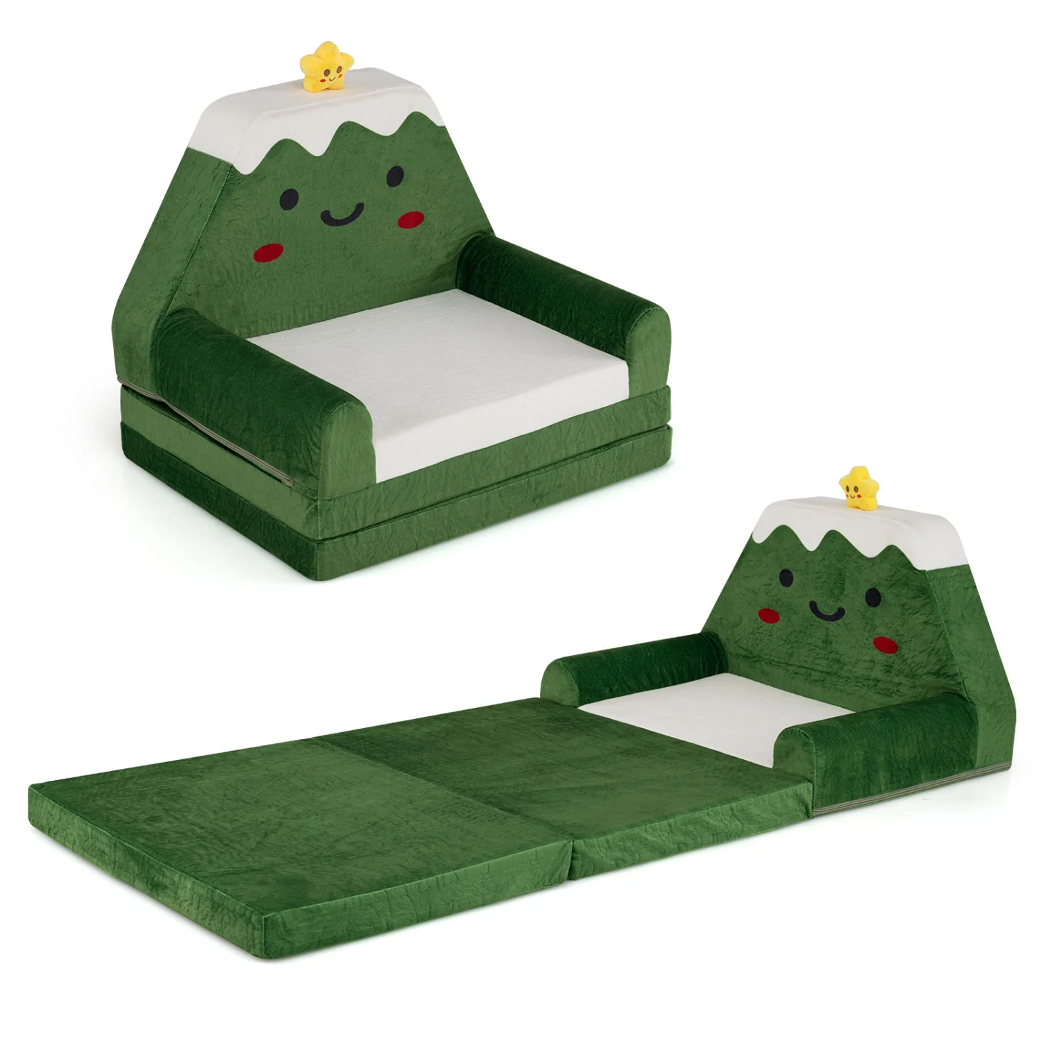 2-in-1 Convertible Kids Sofa to Lounger, Green