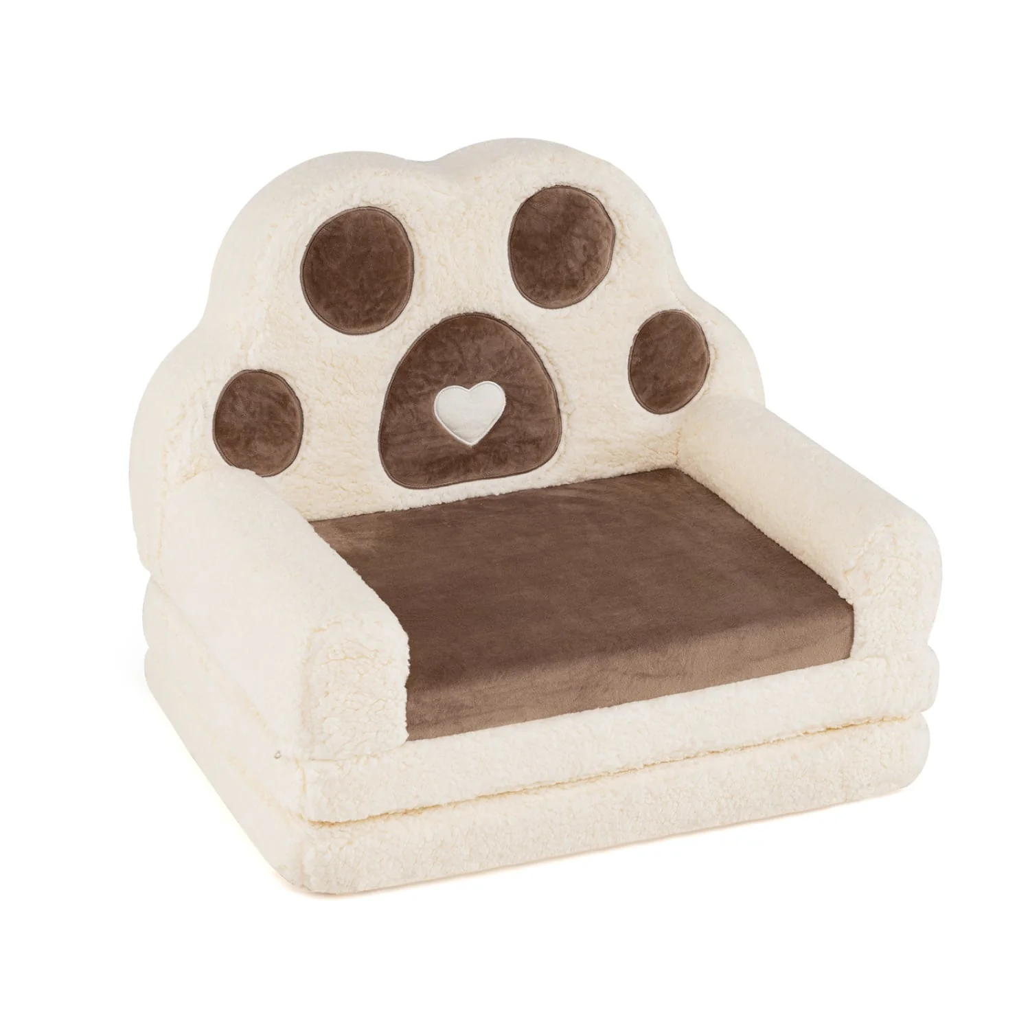 2-in-1 Convertible Kids Sofa to Lounger with Removable Cover, Brown