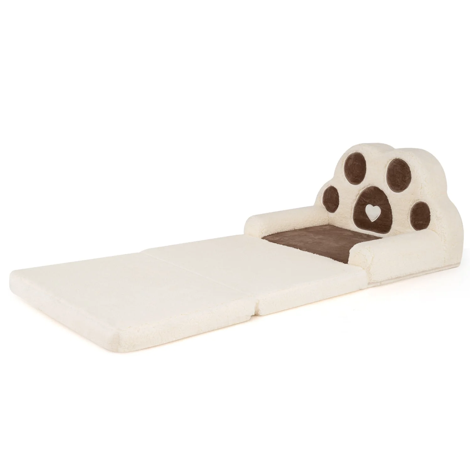 2-in-1 Convertible Kids Sofa to Lounger with Removable Cover, Brown - Image 4