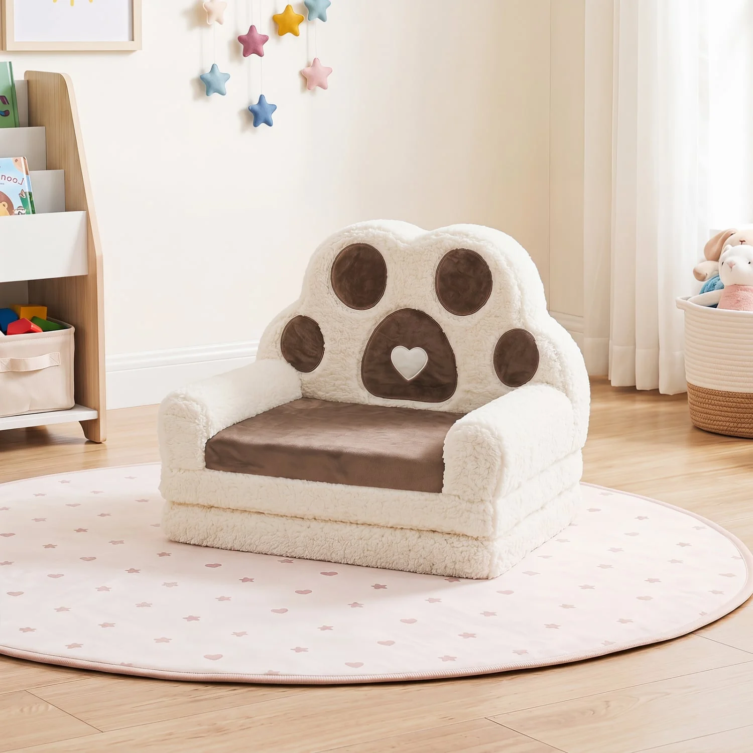 2-in-1 Convertible Kids Sofa to Lounger with Removable Cover, Brown - Image 7