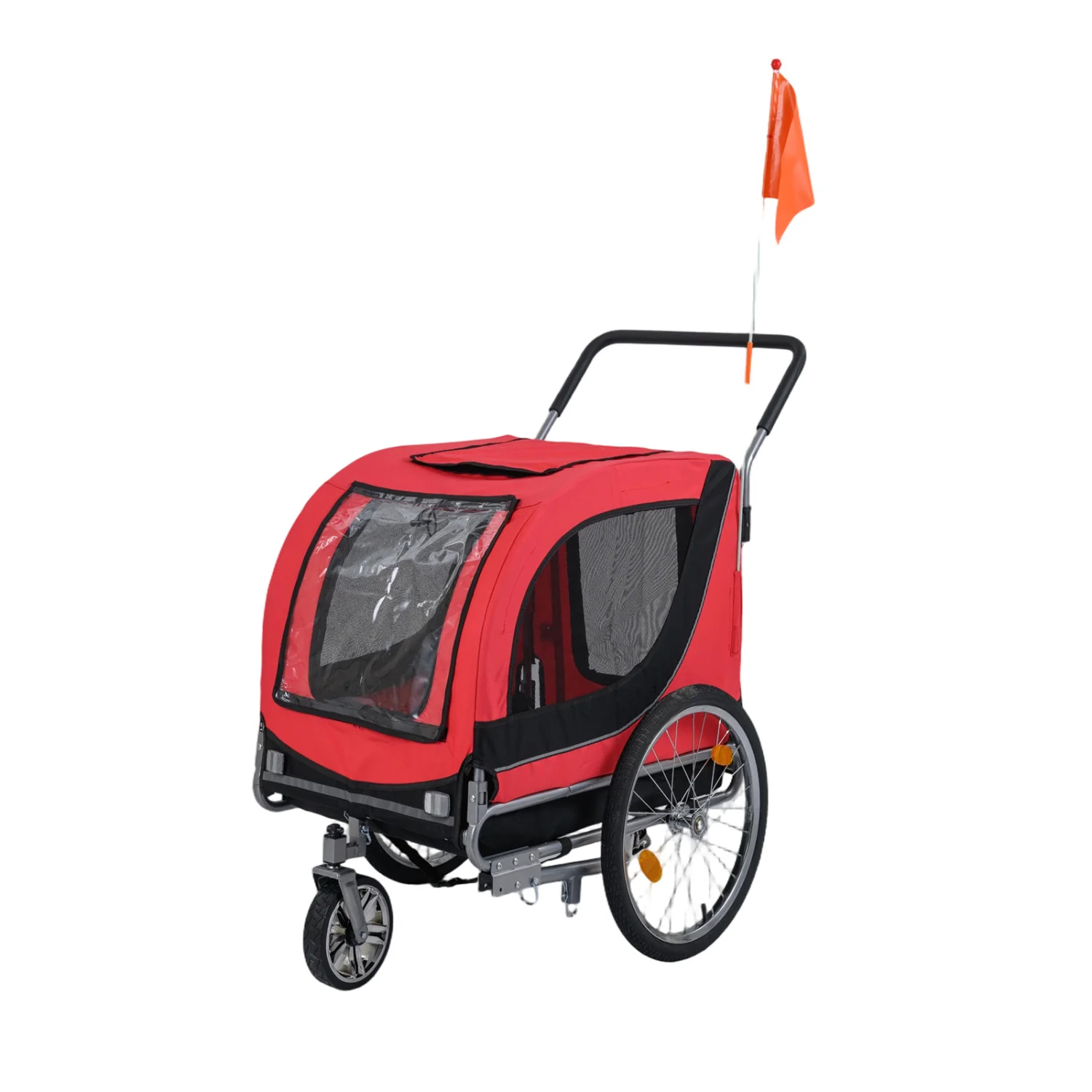 2-In-1 Dog Bike Trailer, Universal Bicycle Coupler, Red - Image 2