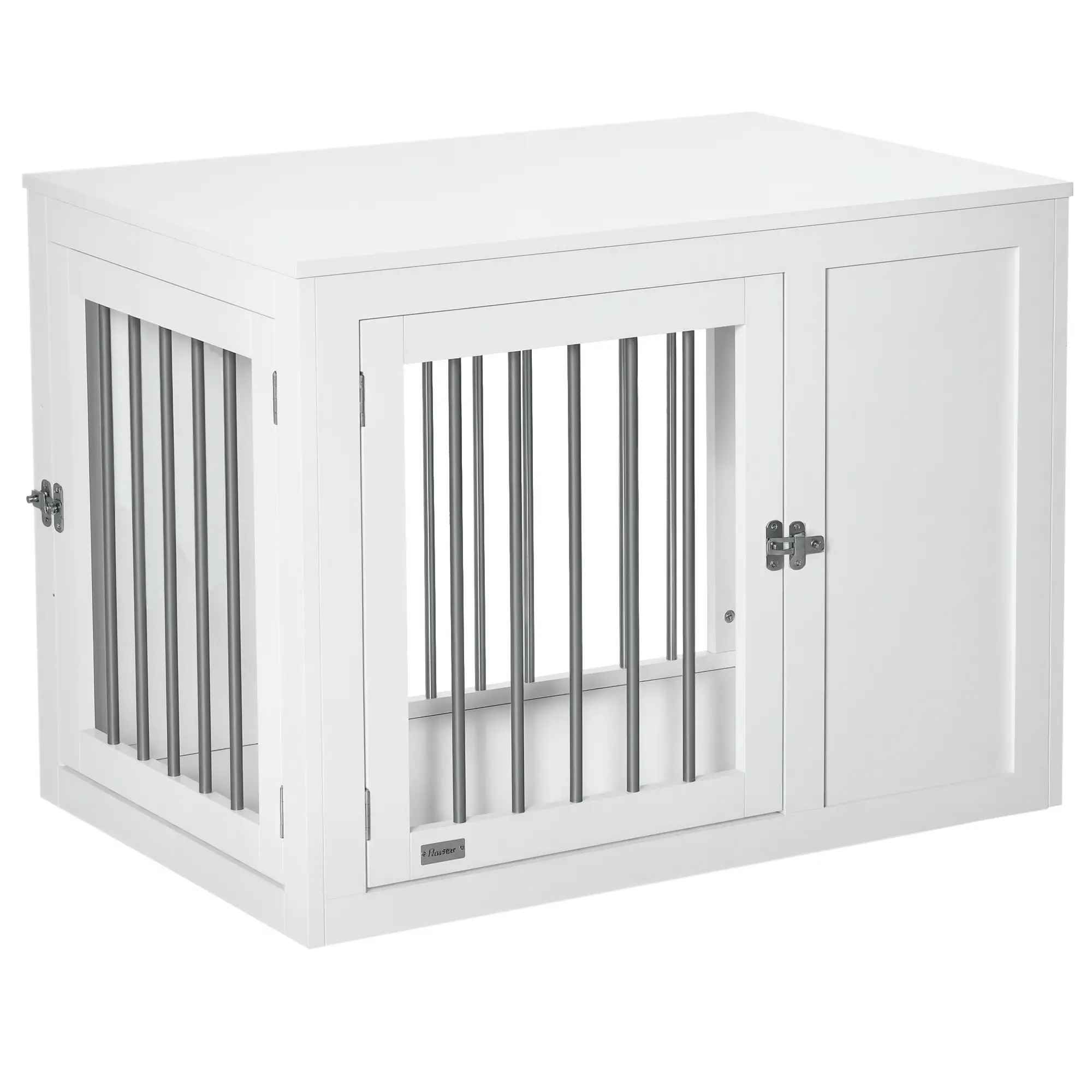 2-in-1 Dog Cage and Side Table, Two Lockable Doors, Medium Size, White - Image 11
