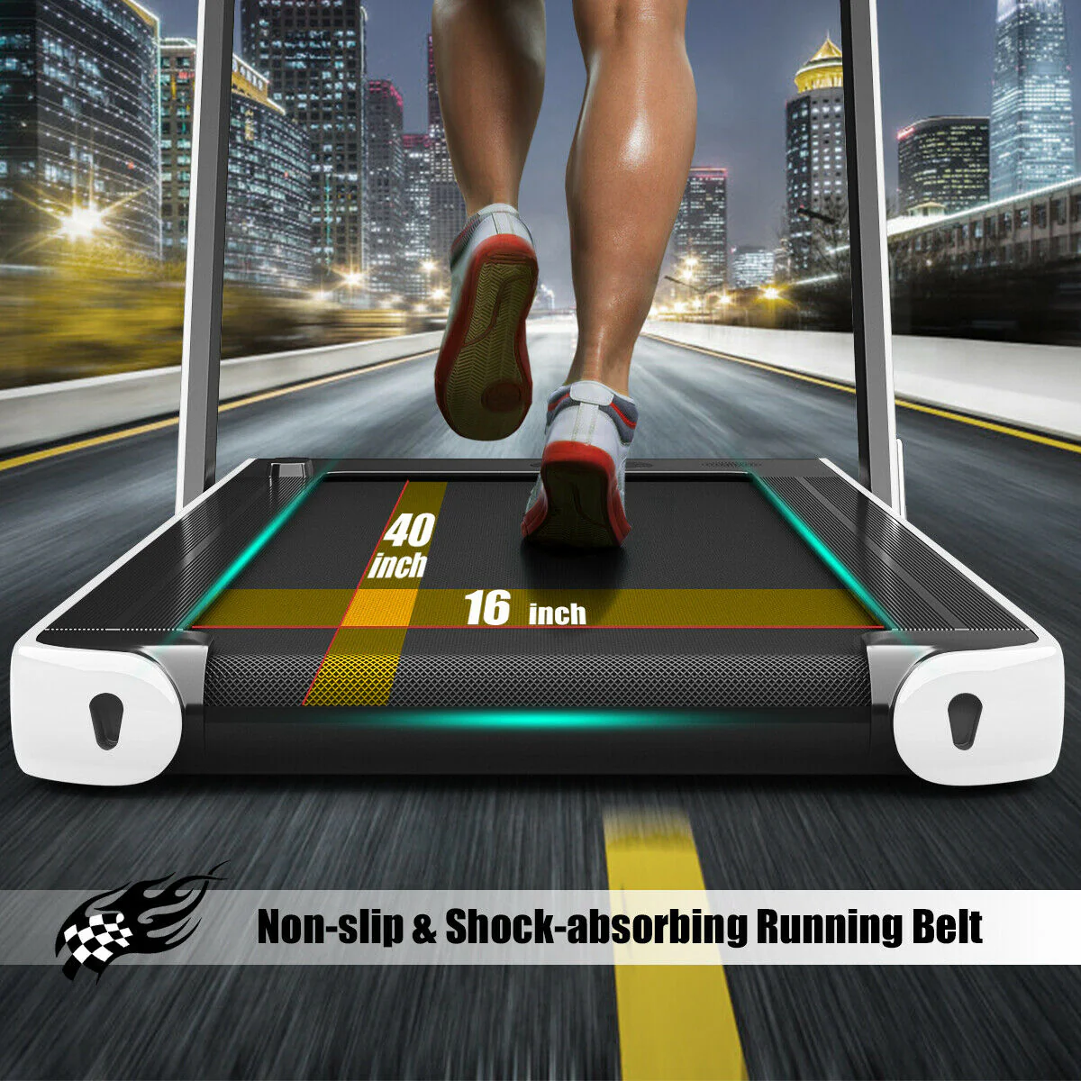 2-in-1 Electric Folding Treadmill, Dual Display Speaker, White - Image 8