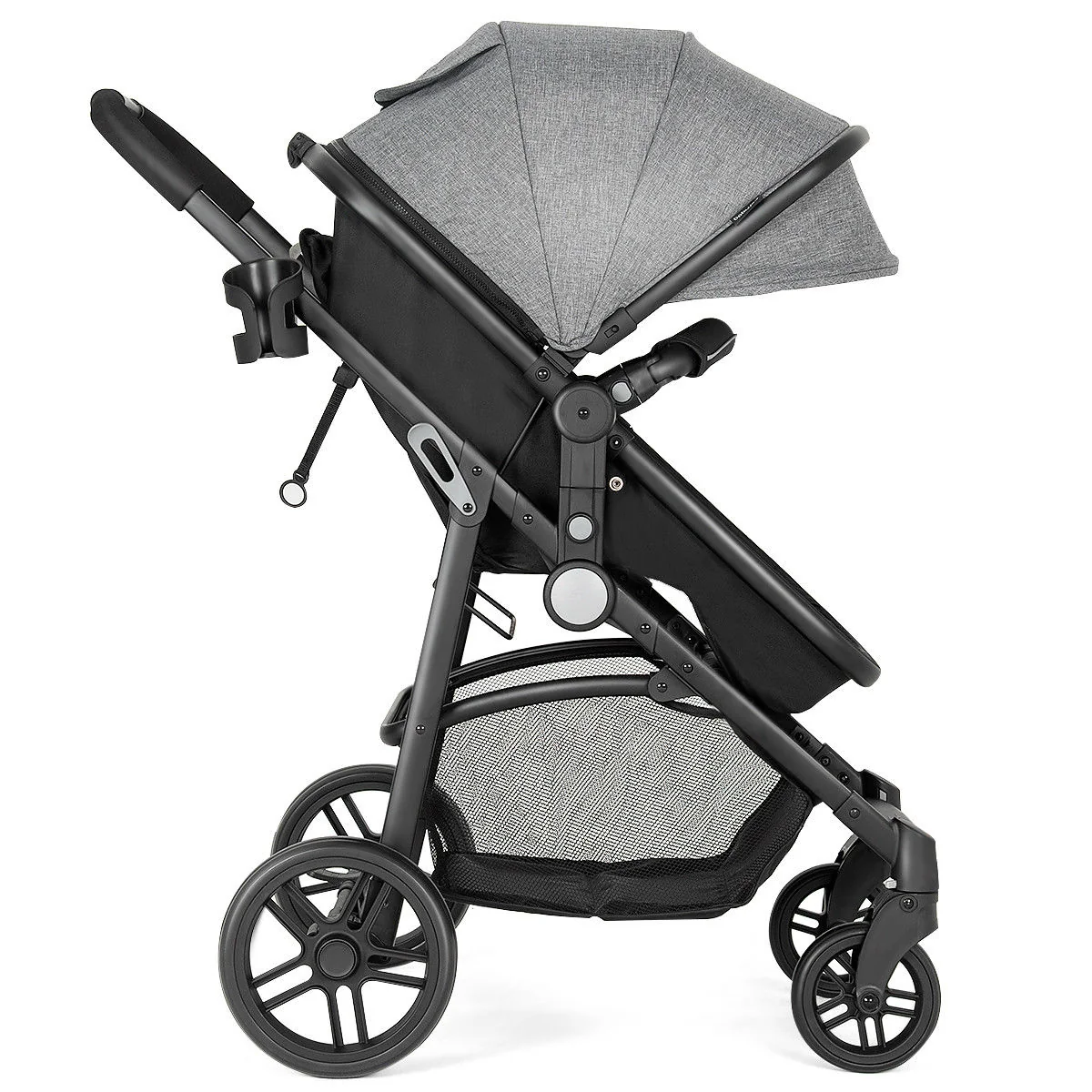 2 In 1 Foldable Newborn Baby Stroller, Gray - Image 2