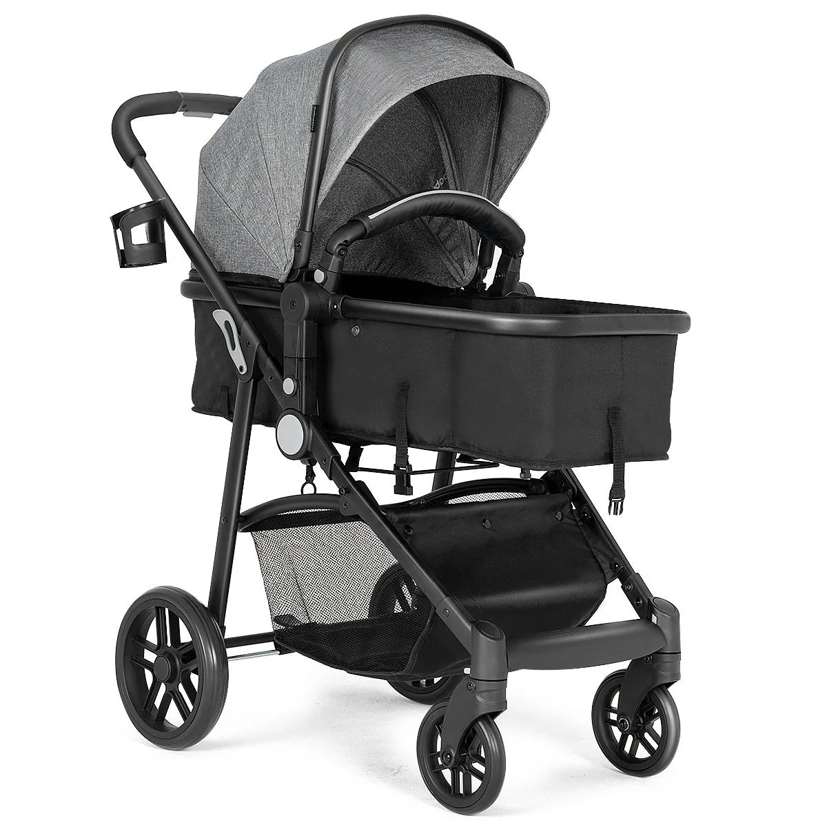 2 In 1 Foldable Newborn Baby Stroller, Gray - Image 5