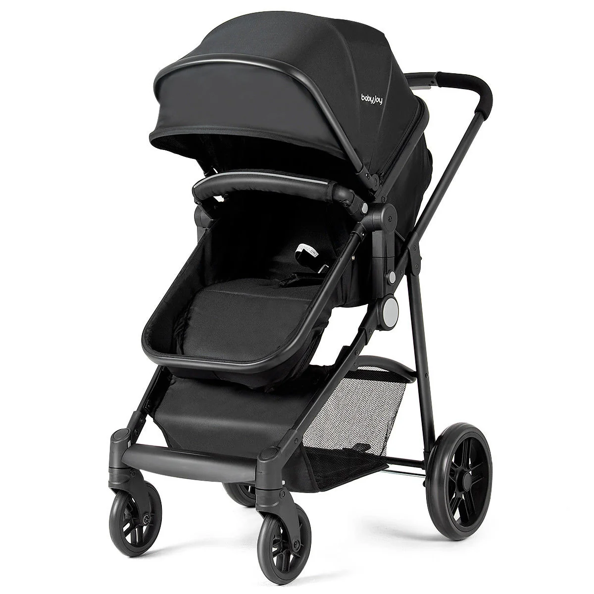 2 in 1 Foldable Pushchair Newborn Infant Baby Stroller, Black - Image 2