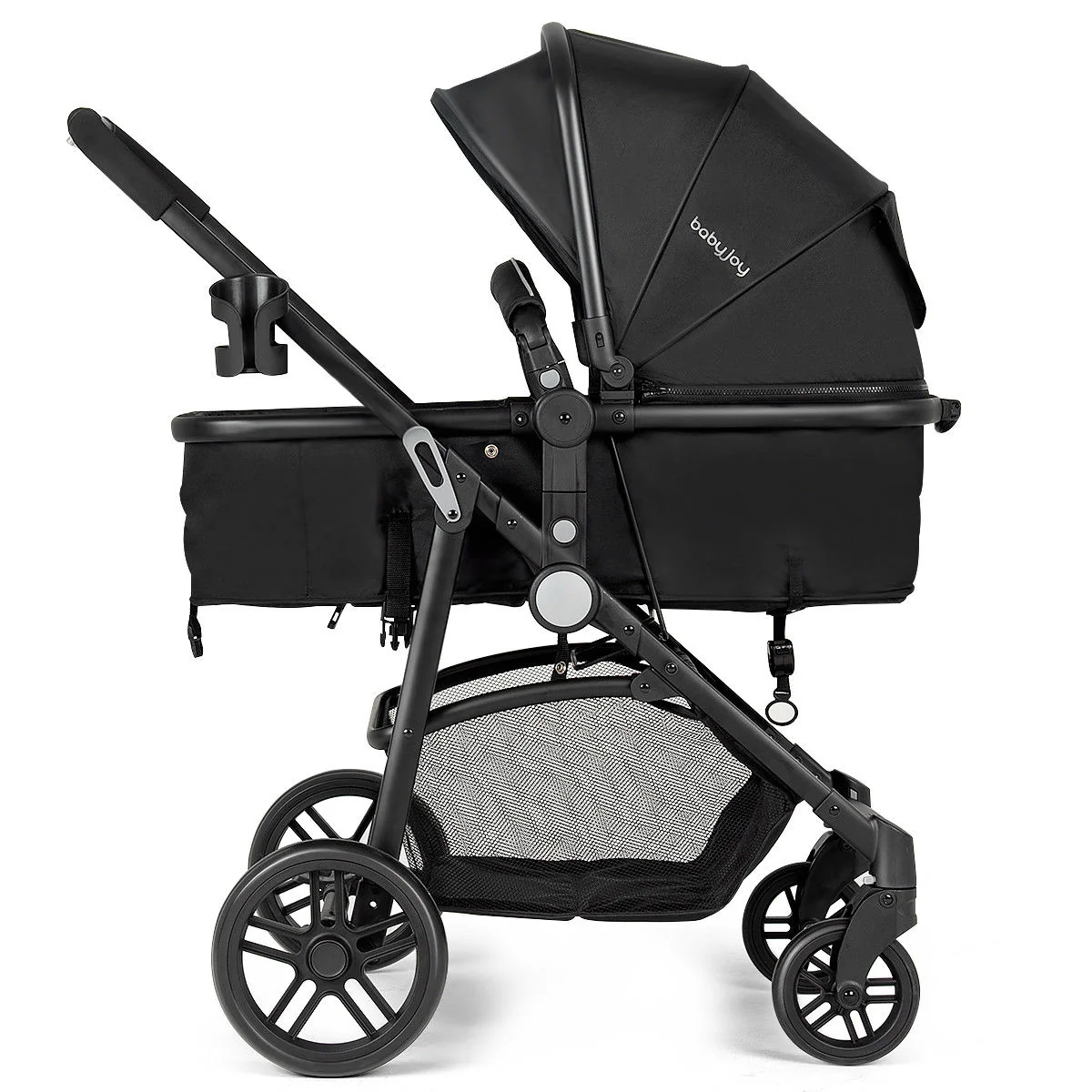 2 in 1 Foldable Pushchair Newborn Infant Baby Stroller, Black - Image 7