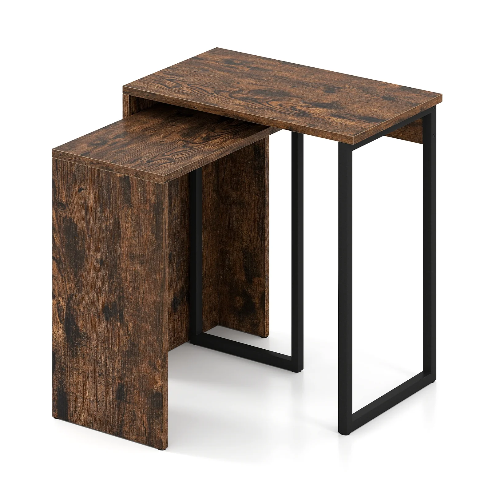 2-in-1 Nesting Coffee Table Set, Brown - Image 5