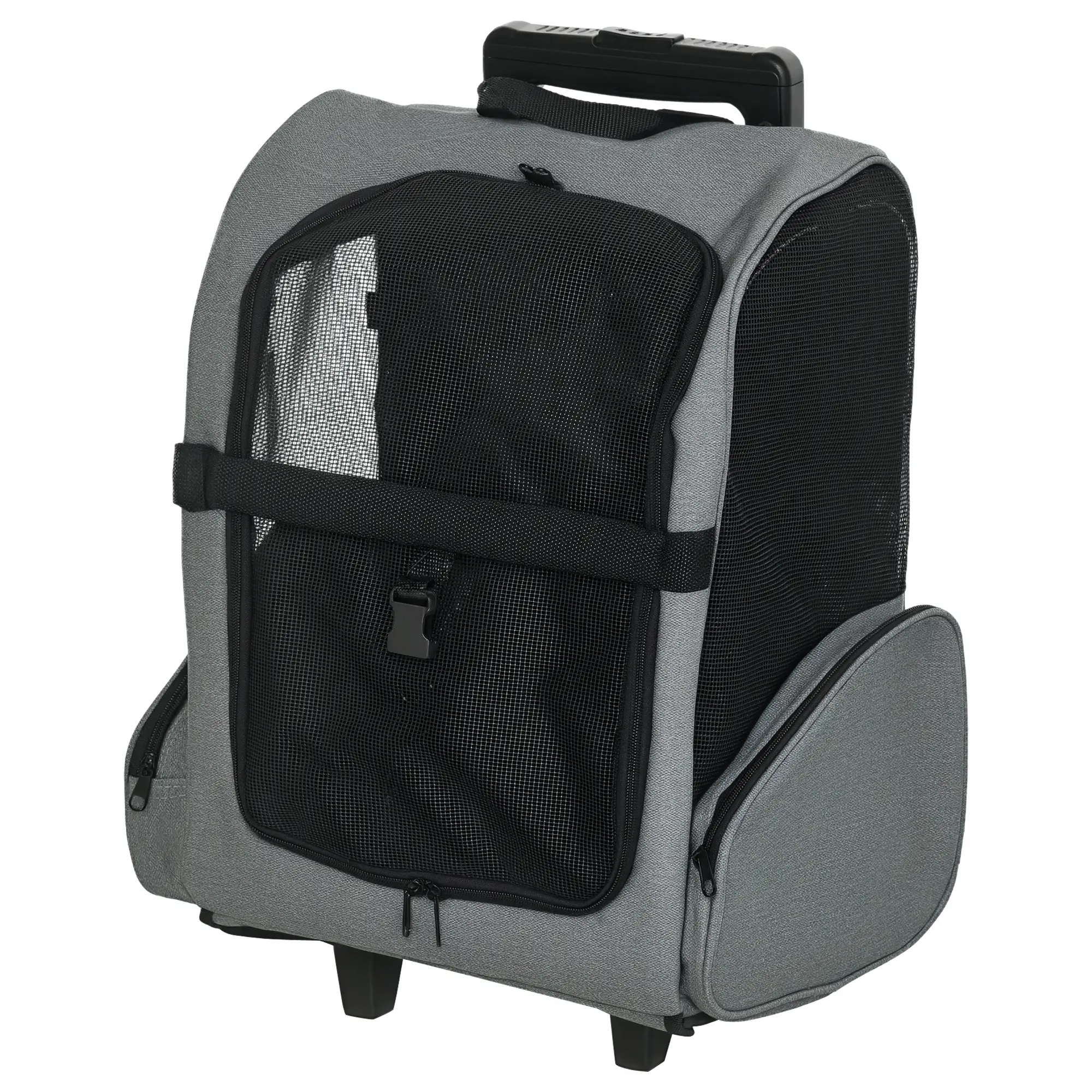 2-in-1 Pet Carrier Backpack, Rolling Wheel, Grey - Image 11