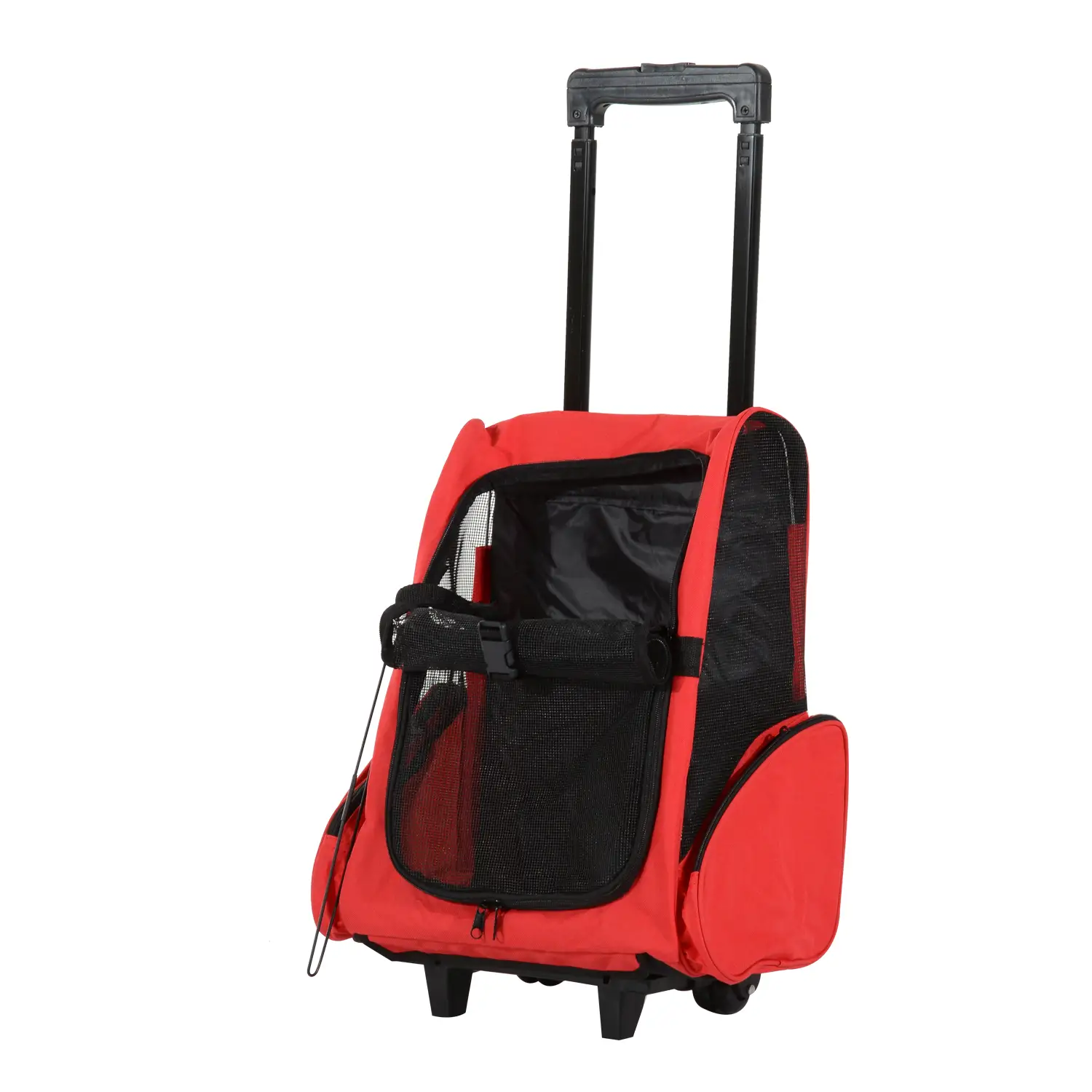 2-in-1 Pet Luggage Box Backpack Carrier, Rolling Wheel, Red - Image 11