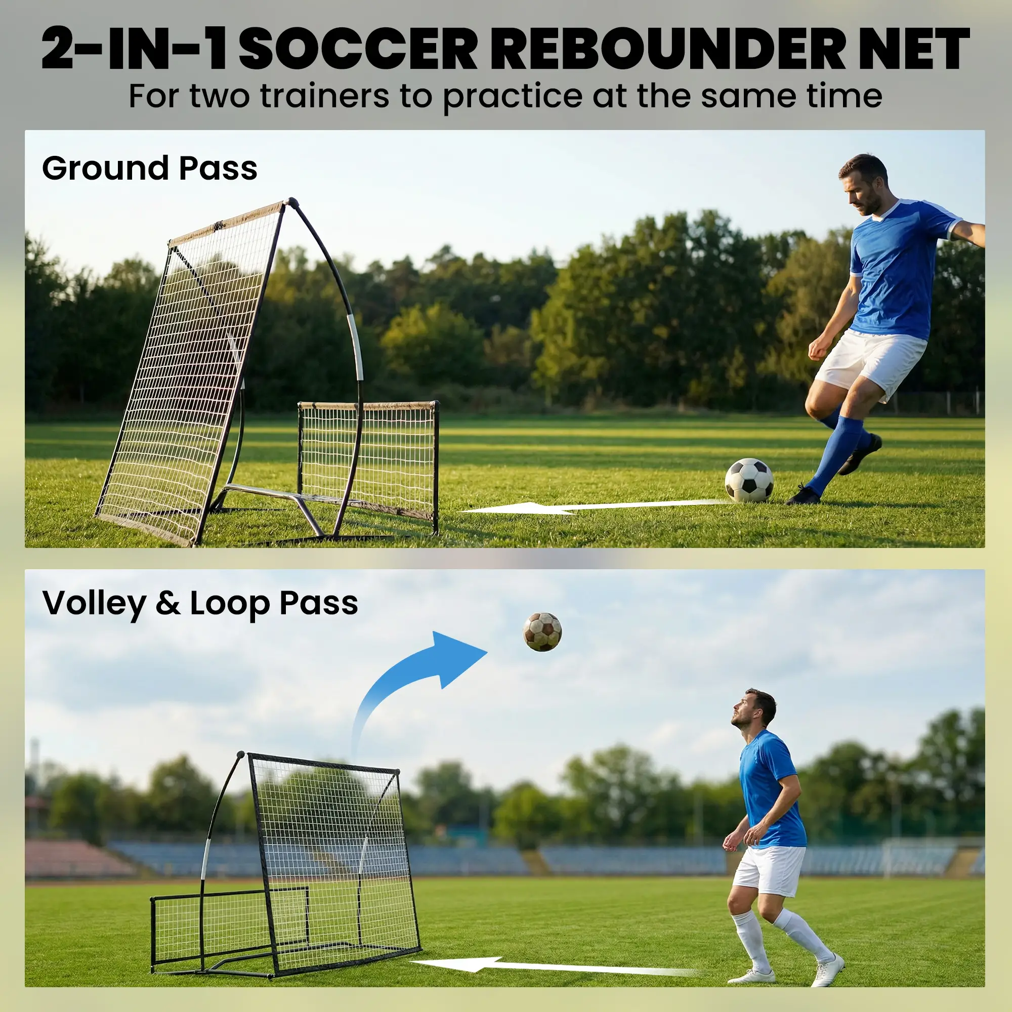 2-In-1 Portable Soccer Rebounder Net, Foldable, With Carry Bag - Image 4