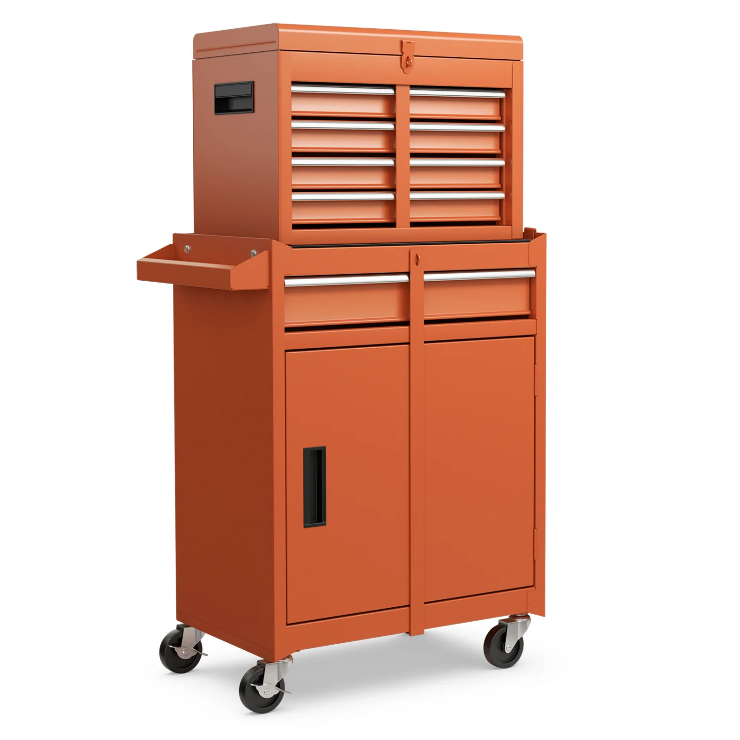 2-In-1 Rolling Tool Chest, 5 Sliding Lockable Drawers, Orange - Image 5