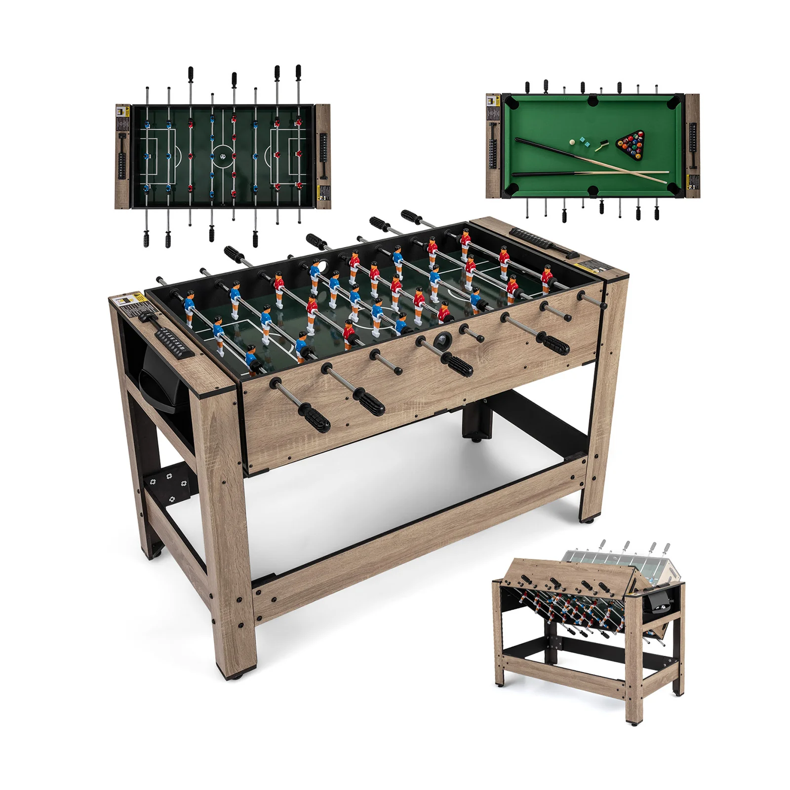 2-in-1 Swivel Game Table for Teens Adults, Brown