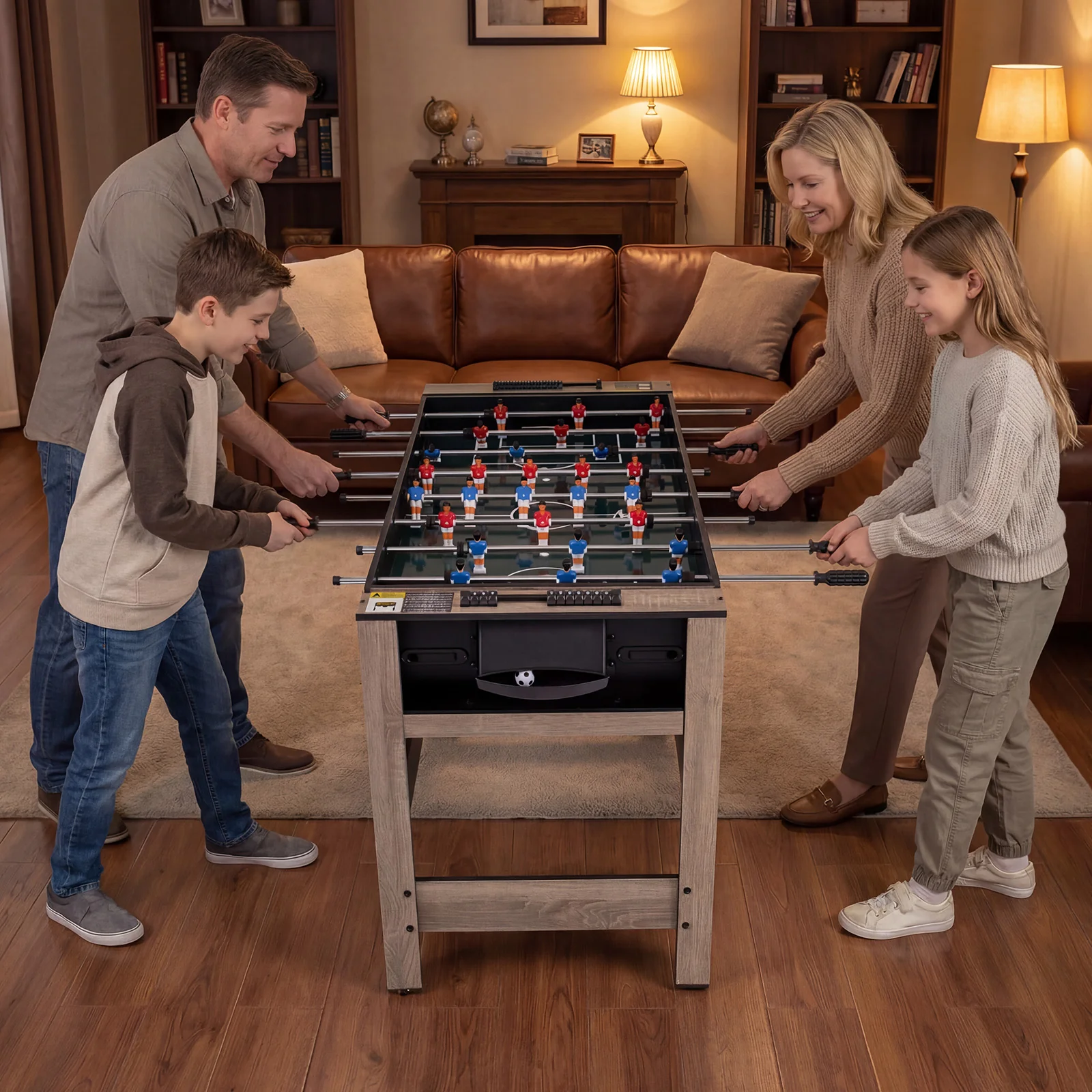 2-in-1 Swivel Game Table for Teens Adults, Brown - Image 2
