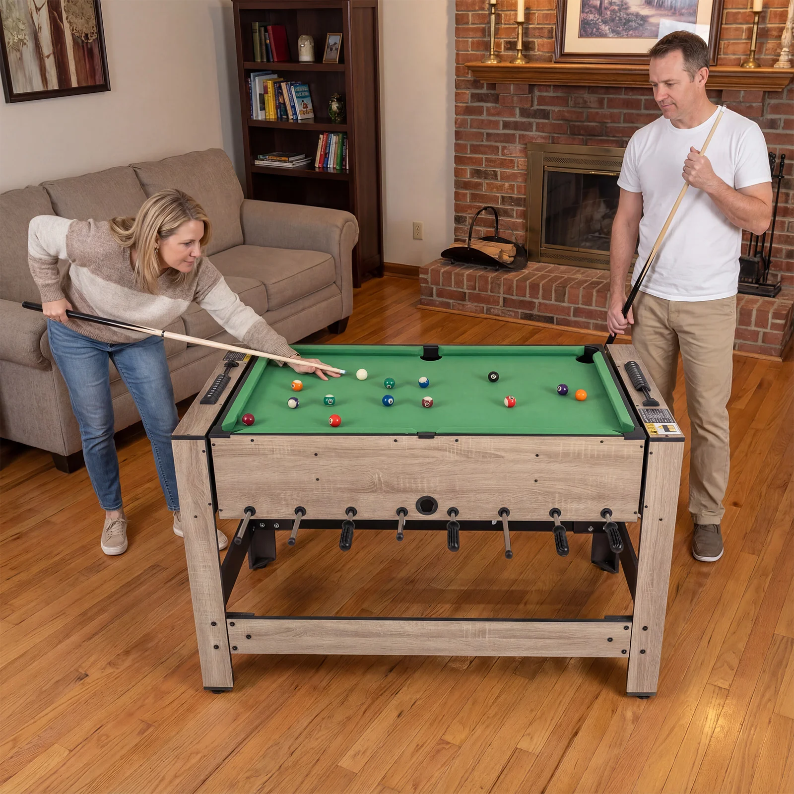 2-in-1 Swivel Game Table for Teens Adults, Brown - Image 3