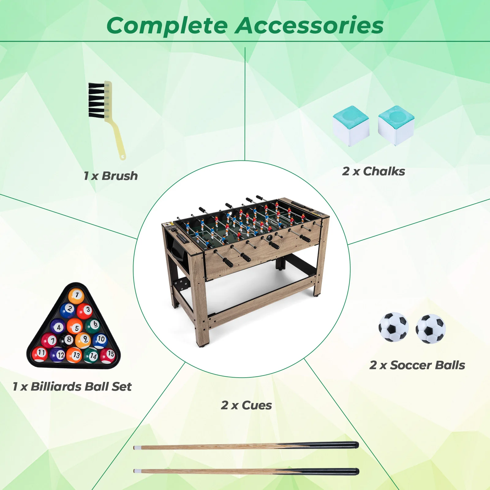 2-in-1 Swivel Game Table for Teens Adults, Brown - Image 7