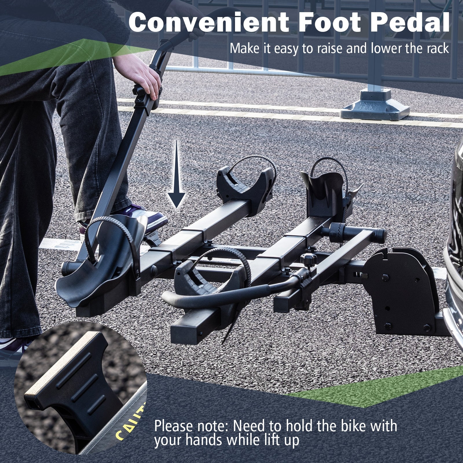 2 Inch Hitch Mount Bike Rack, 2-Bike Platform Carrier, Tilt-able Design, Black - Image 10