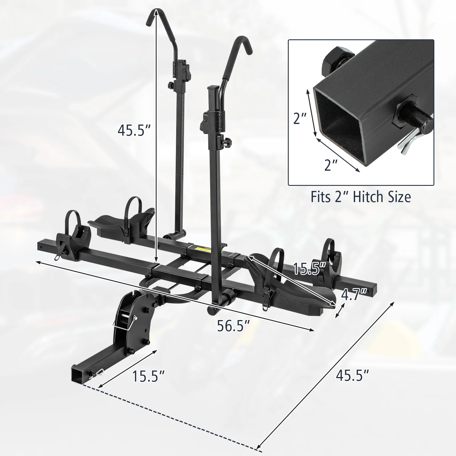 2 Inch Hitch Mount Bike Rack, 2-Bike Platform Carrier, Tilt-able Design, Black - Image 6