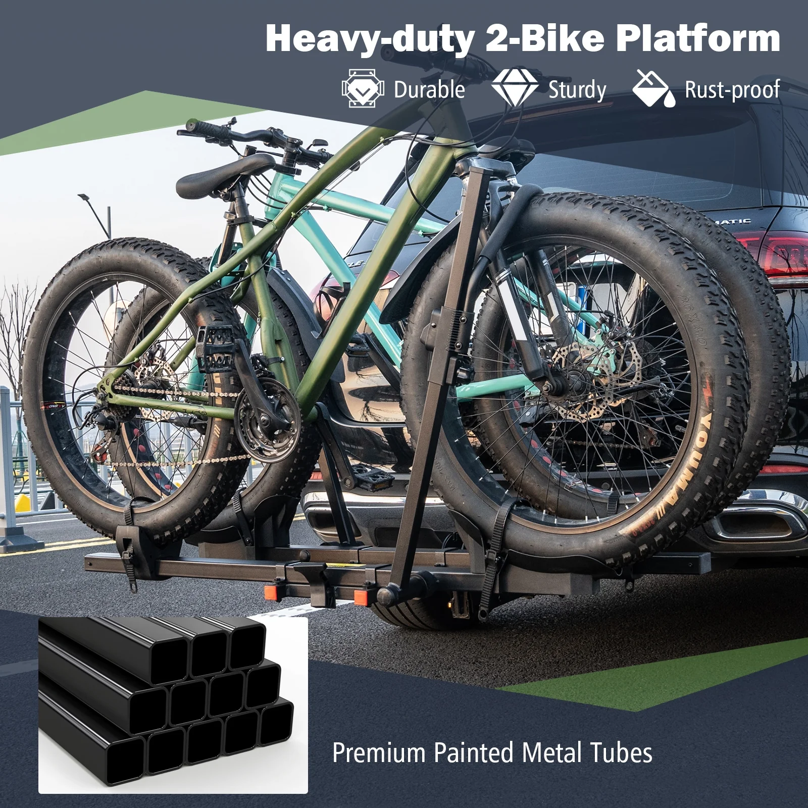 2 Inch Hitch Mount Bike Rack, 2-Bike Platform Carrier, Tilt-able Design, Black - Image 7