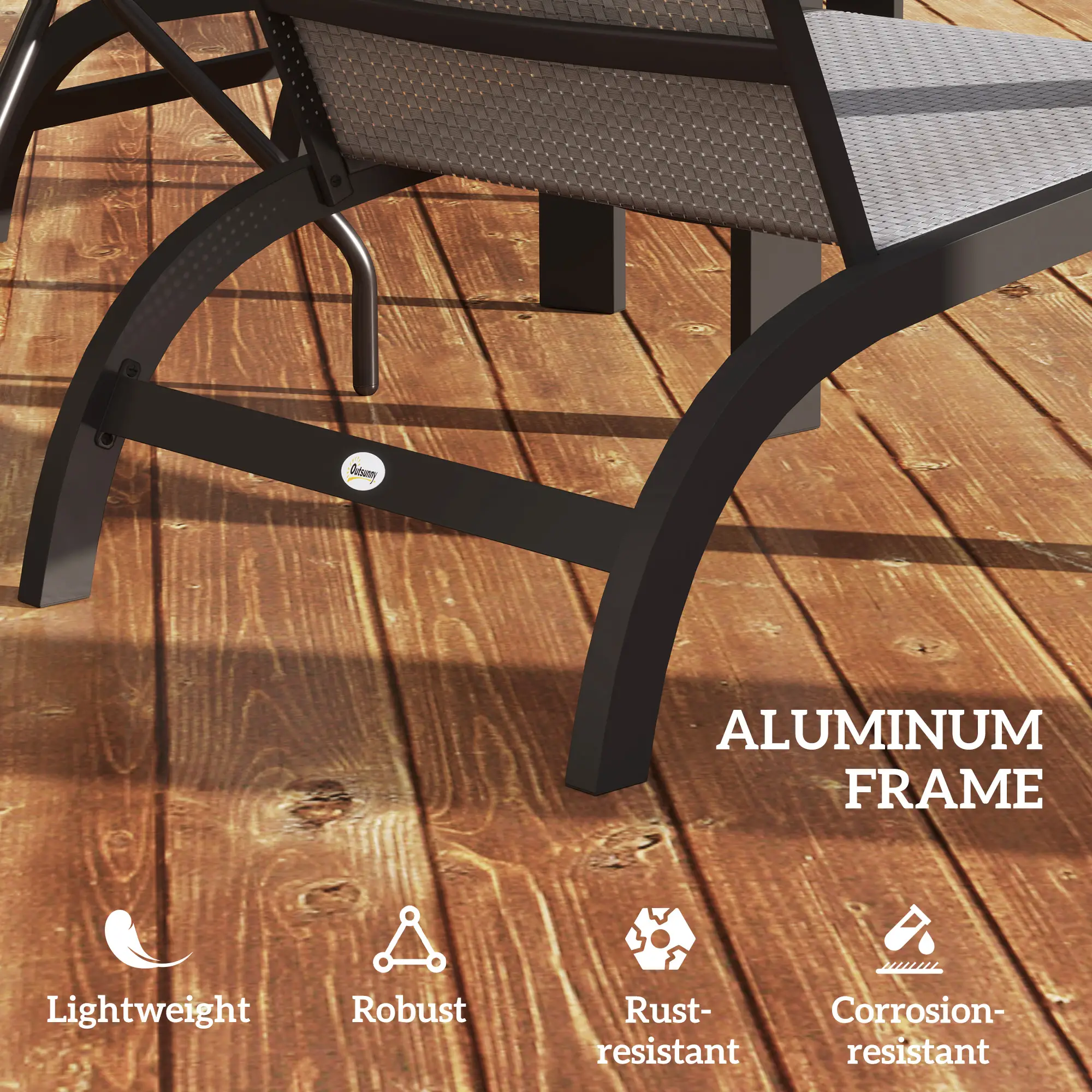 2 Outdoor Adirondack Chairs, Aluminum Frame, Mesh Seat, Dark Grey - Image 5