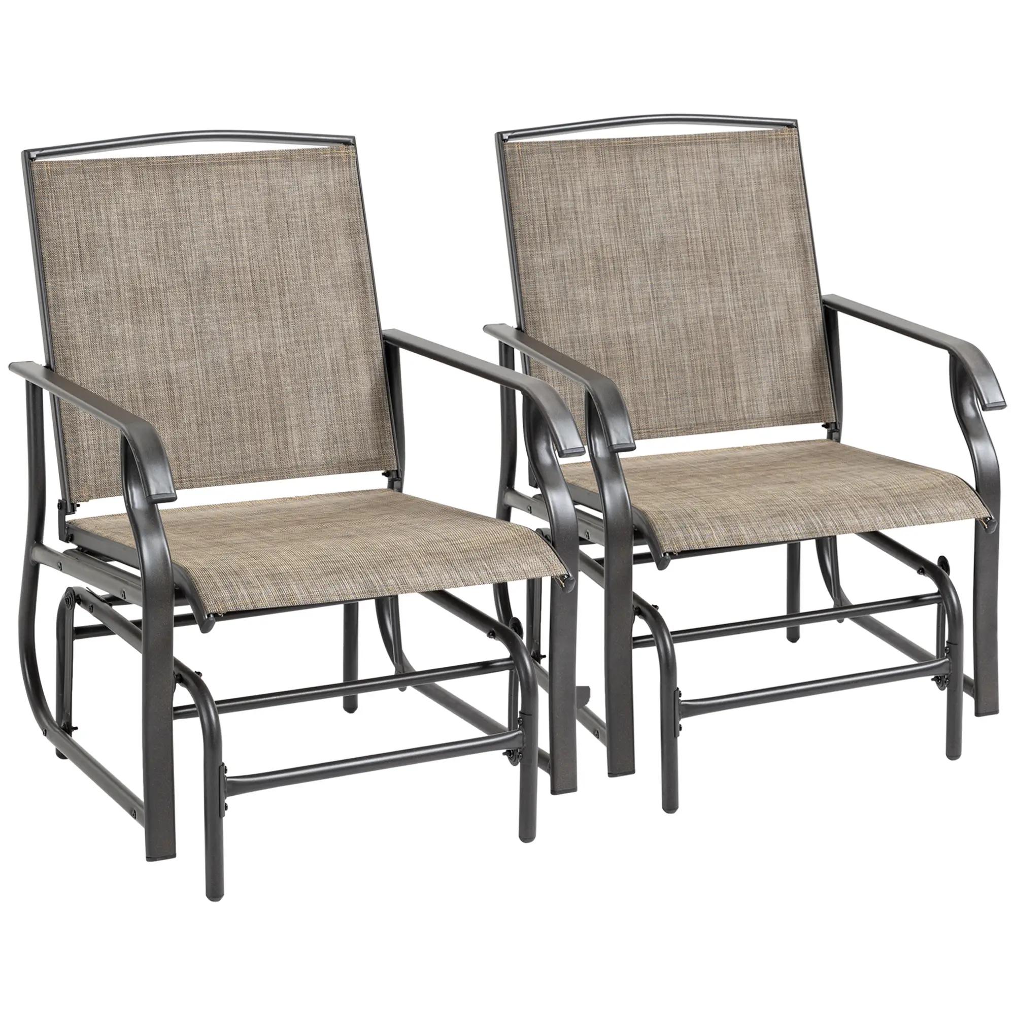 2 Outdoor Glider Chairs, 2 Person, Breathable Mesh, Steel Frame, Dark Brown - Image 11
