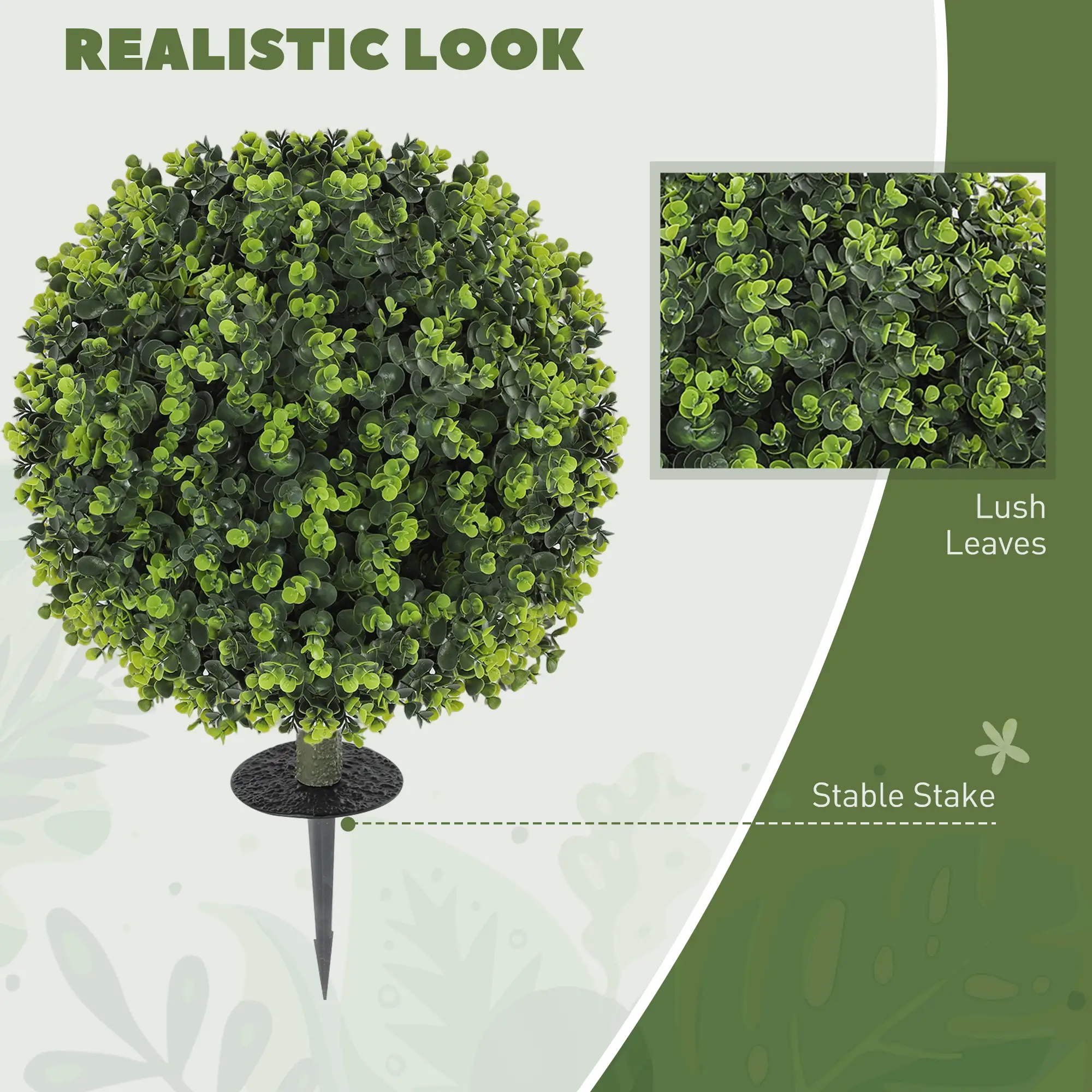 2 Pack 1.3ft Artificial Eucalyptus Topiary, UV Resistant Faux Greenery - Image 4