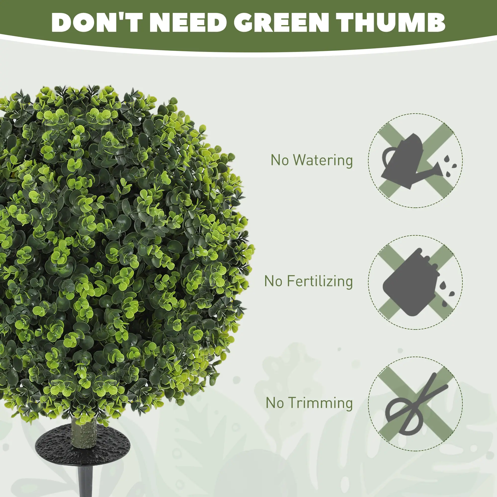 2 Pack 1.3ft Artificial Eucalyptus Topiary, UV Resistant Faux Greenery - Image 5